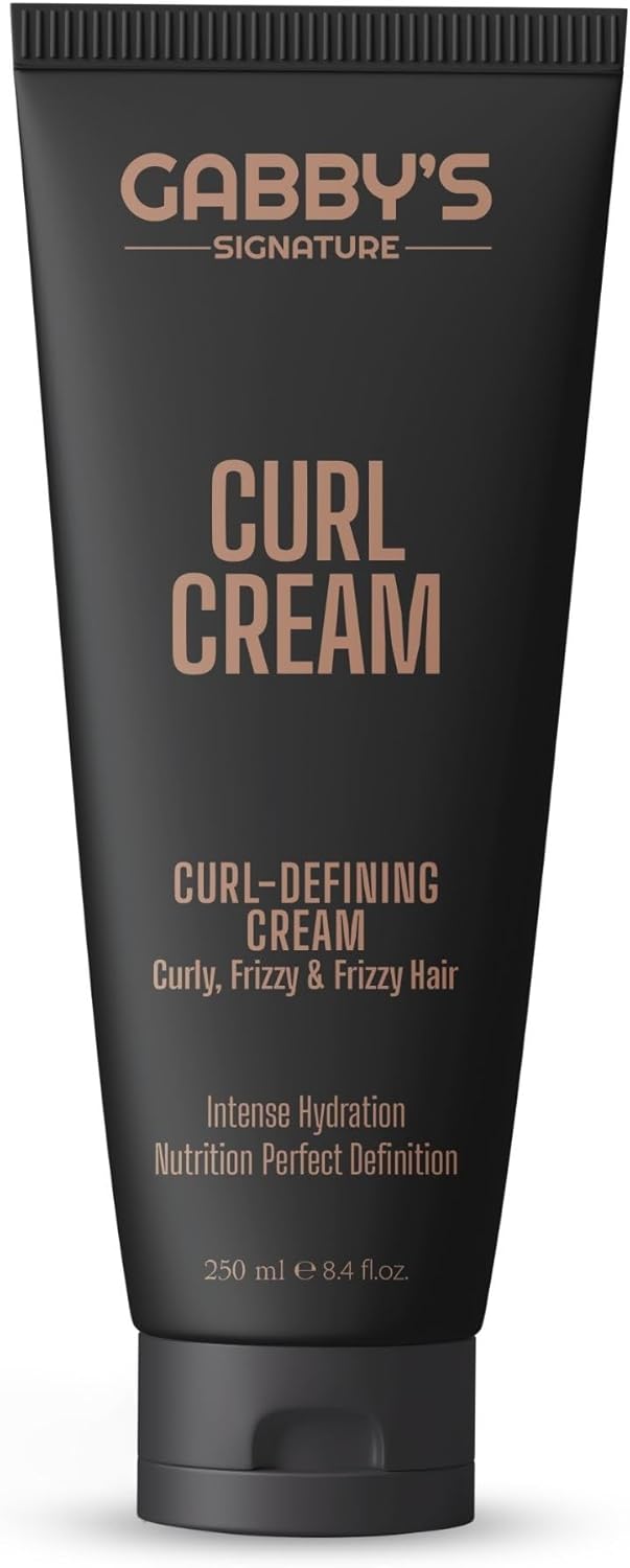 Gabby's Curl Cream 250ml, Lightweight Curl Defining Cream for Curling & Frizzy Hair, Anti-Frizz Leave-In Cream with Shea Butter & Coconut Oil, Hydrating, Nourishing Styling for Soft, Defined Curls