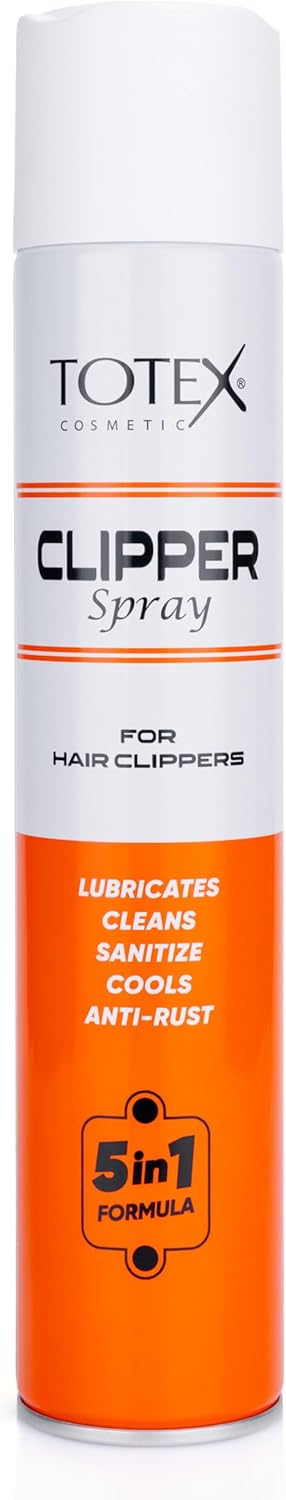 Totex Clipper Spray 400ml – 5-in-1 Lubricates, Cleans, Disinfects, Cools & Anti-Rust | Disinfectant Spray for Hair Clippers, Trimmers, Electric Shavers, Barber Use