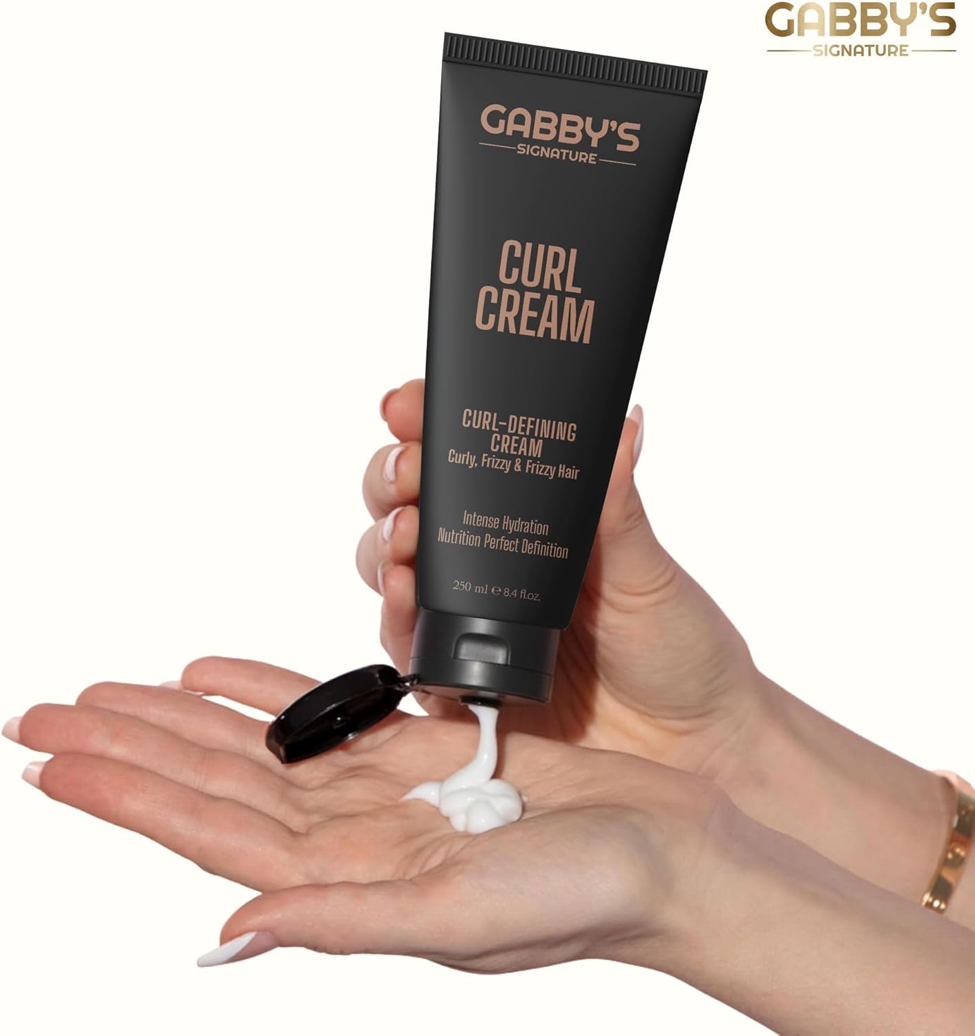 Gabby's Curl Cream 250ml, Lightweight Curl Defining Cream for Curling & Frizzy Hair, Anti-Frizz Leave-In Cream with Shea Butter & Coconut Oil, Hydrating, Nourishing Styling for Soft, Defined Curls