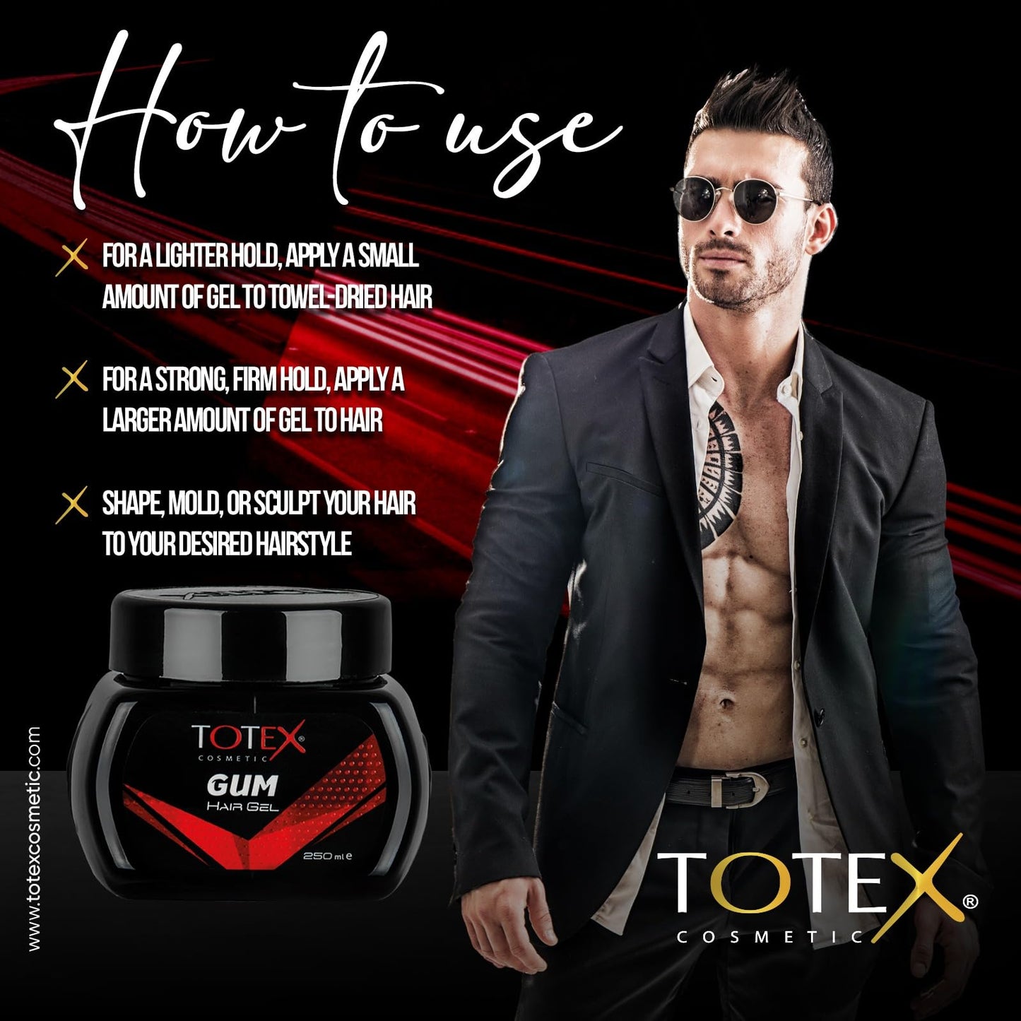 Totex Hair Styling Gum Gel 250ml - 700ml