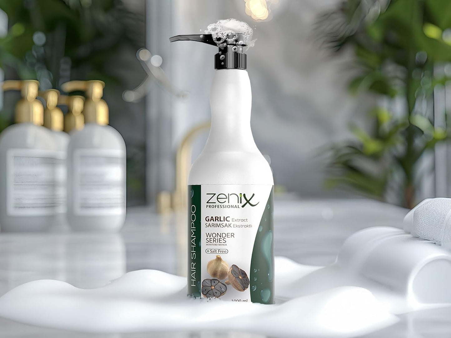 Zenix Black Garlic Extract Shampoo 1000ml | Strengthening & Salt Free