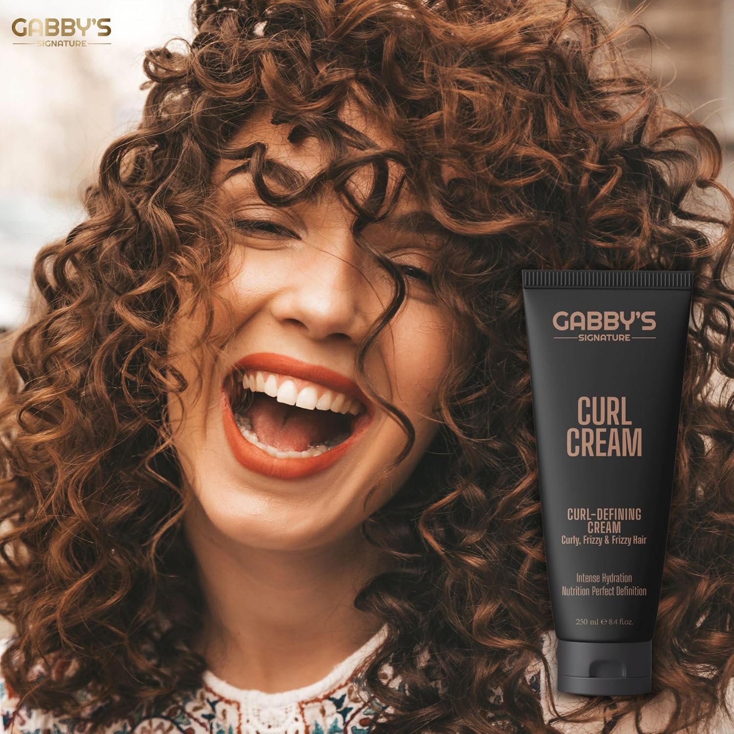 Gabby's Curl Cream 250ml, Lightweight Curl Defining Cream for Curling & Frizzy Hair, Anti-Frizz Leave-In Cream with Shea Butter & Coconut Oil, Hydrating, Nourishing Styling for Soft, Defined Curls