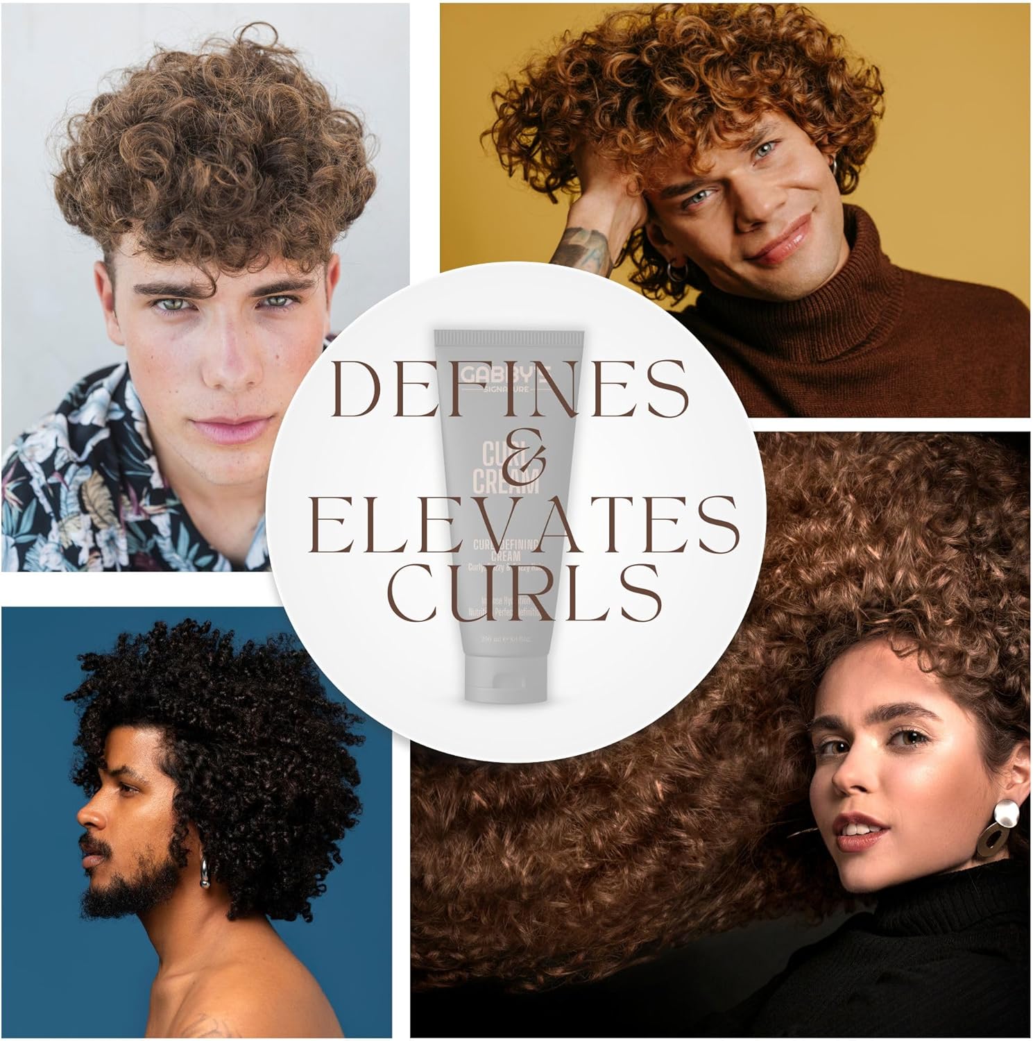 Gabby's Curl Cream 250ml, Lightweight Curl Defining Cream for Curling & Frizzy Hair, Anti-Frizz Leave-In Cream with Shea Butter & Coconut Oil, Hydrating, Nourishing Styling for Soft, Defined Curls