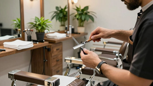 Modern Turkish barbershop interior with barber chairs and tools.
