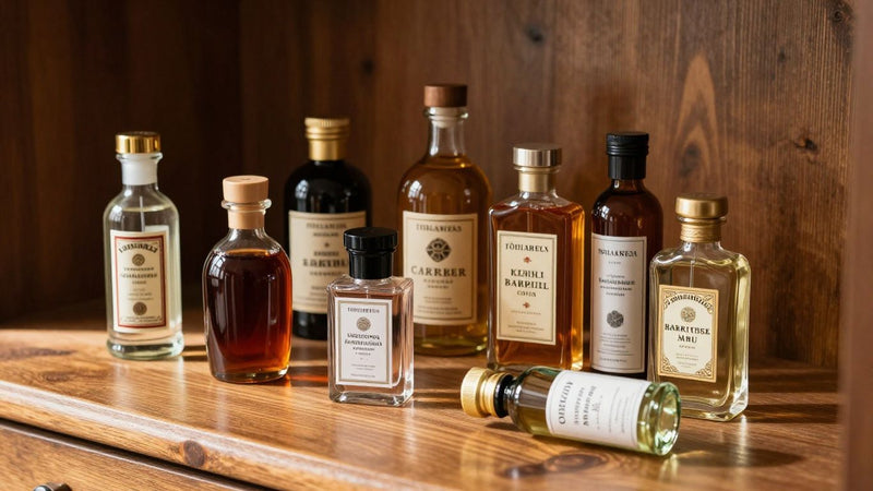 Bottles of Turkish barber cologne and aftershave.