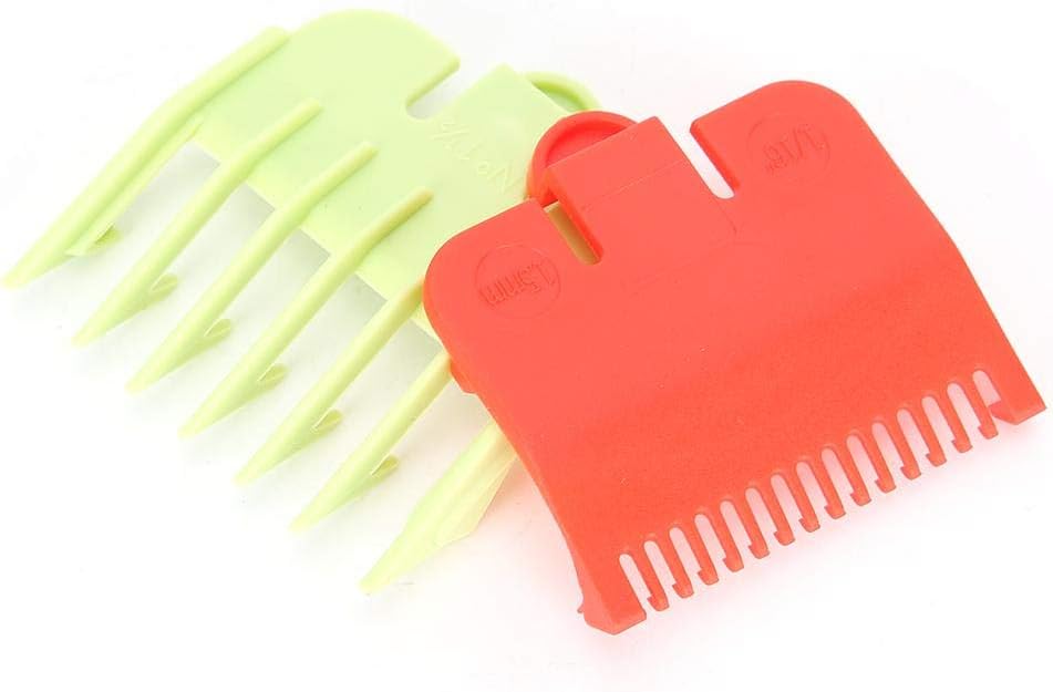 2PCS Guide Comb, Professional Hair Clipper Guide Comb, Hair Cutting Clipper Attachment Comb (Red + Green)