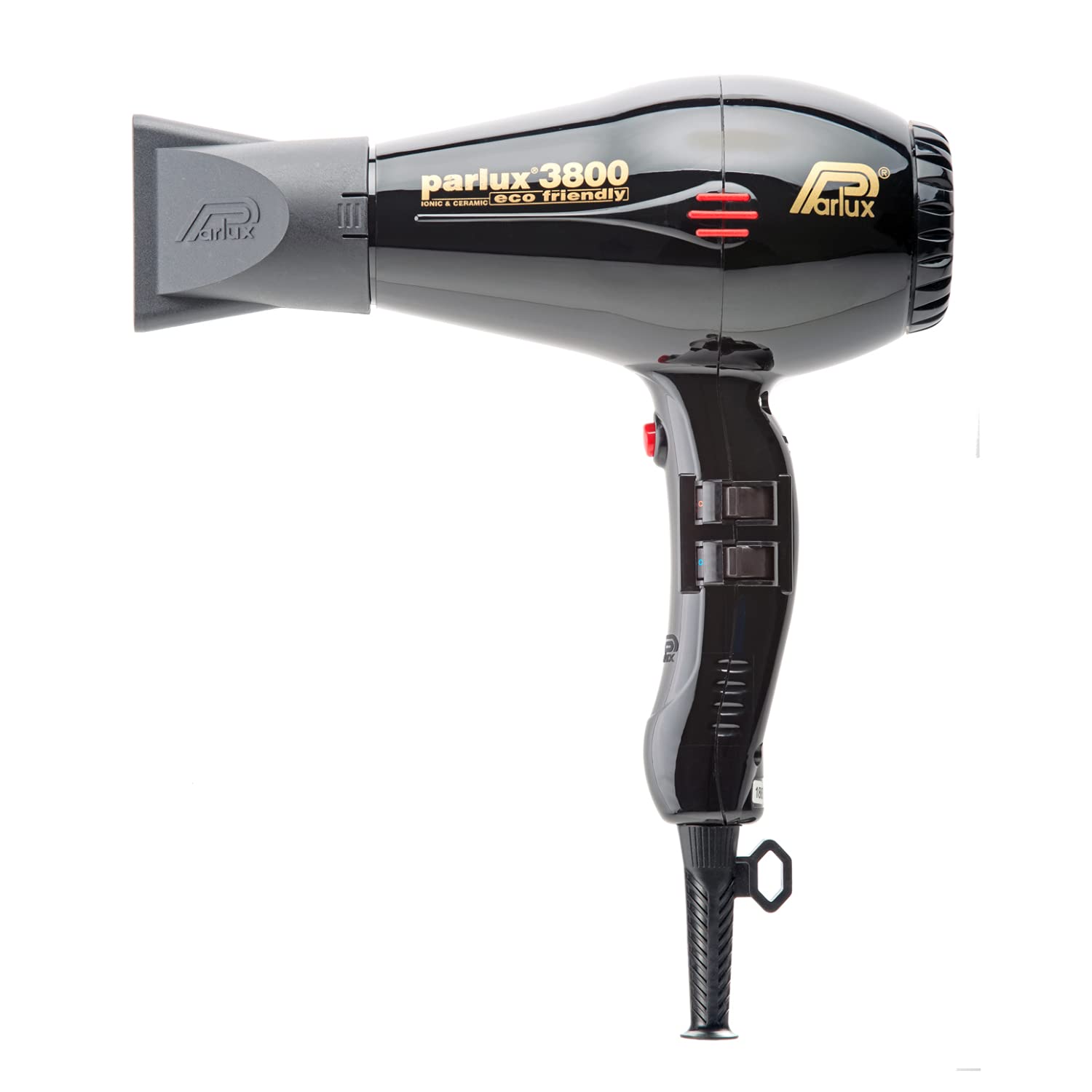 Parlux 3800 Ecofriendly Professional Hair Dryer – Powerful, Quiet, with Ionic & Ceramic® Technology and Eco-Friendly Philosophy. Quick Drying and Shiny Hair. Made in Italy. Colour: Black.