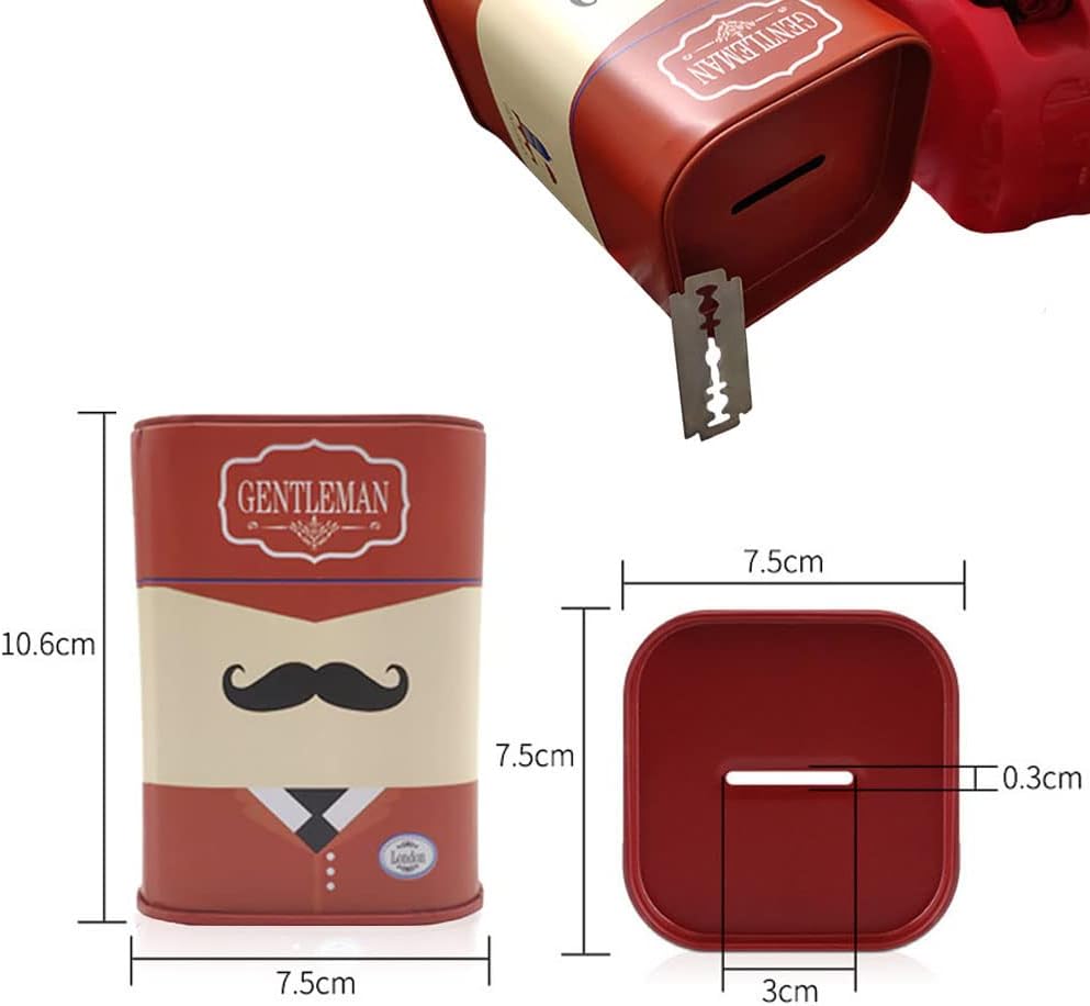 Razor Blade Bank, Gentleman Style Shaver Disposal Case with Red Beard Pattern, Safe Razor Blade Disposal Case Detachable Salon Razor Slice Recycling Container Box for Barber Shop and Salon