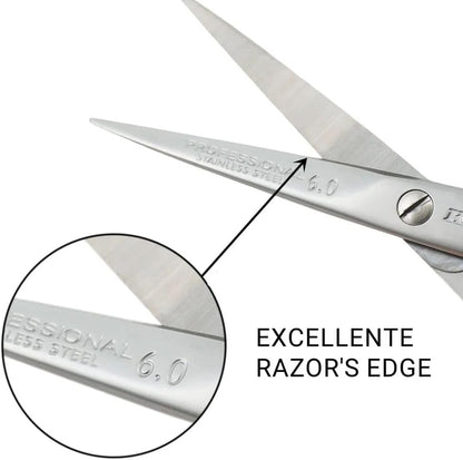 Kiepe Professional Hair Scissors 6 Inch, 2115 Sonic Ergo Anatomic Hairdressing Scissors for Hairdressers & Barbers, Straight Handle, Premium Stainless Steel Hair Cutting Shears for Salon Use