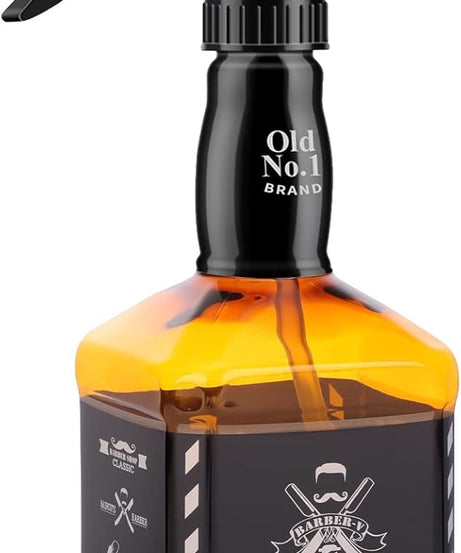 600ml/20.3oz Barber Spray Bottle, Mist to Stream Adjustable Setting, Plastic Whisky Squirt Bottle Empty Refillable Amber Sprayer for Hair Styling, Hairdresser, Stylist, Salon, Hair Styling, Plant