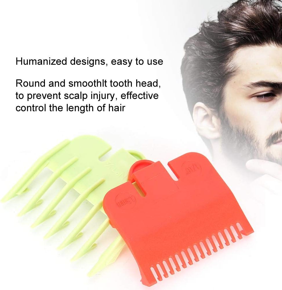 2PCS Guide Comb, Professional Hair Clipper Guide Comb, Hair Cutting Clipper Attachment Comb (Red + Green)