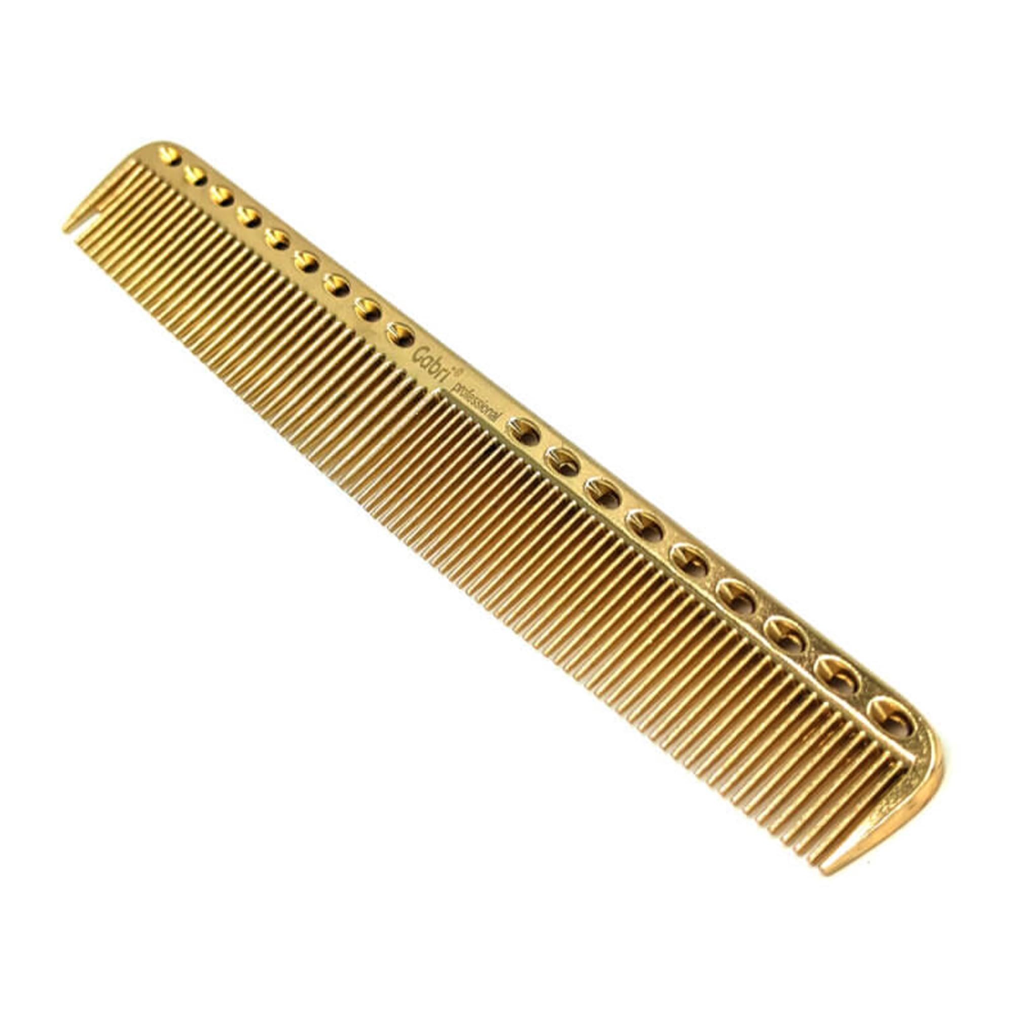 Gabri Flat Hair Comb Top Comb Barber Styling Hair Cutting Durable Detangler - Professional Hairdressing Tools, Anti Static Heat Resistant, Strong & Durable (Gold Metal 21 cm, Metal)