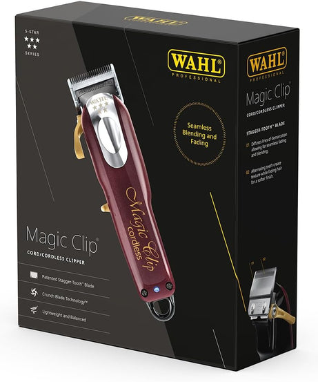 Wahl 5 Star Cordless Magic Clip, Professional Hair Clippers, Pro Haircutting Kit, Clippers for Blunt Cuts, Adjustable Taper Lever, Crunch Blade, Cordless, Lightweight, Barbers Supplies