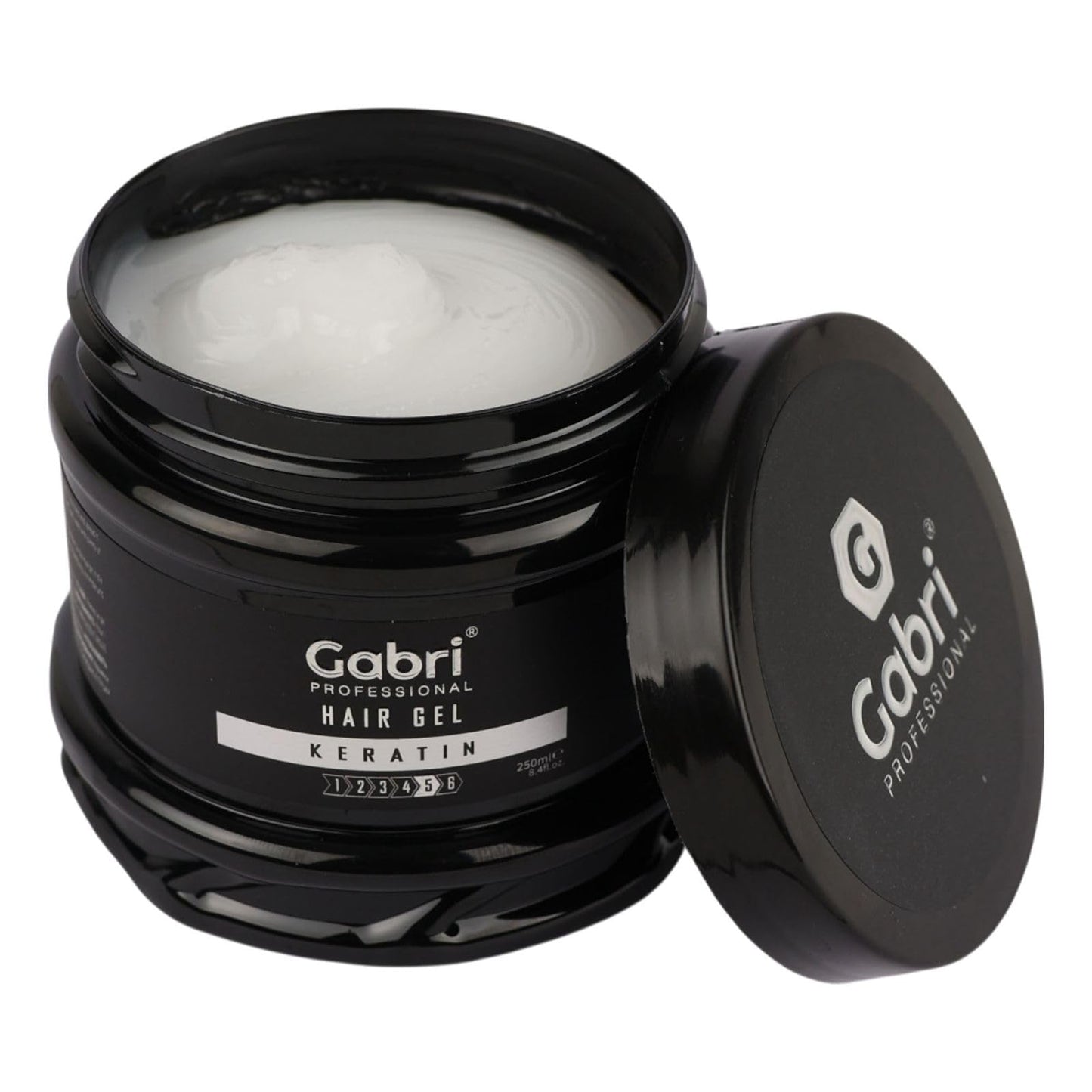 Gabri Hair Styling Gel, Firm Hold Styling Hair Gels, High Gloss, Anti-Frizz Effect, Edge Control, For All Hair Types (250 g (1 Pack), Keratin)