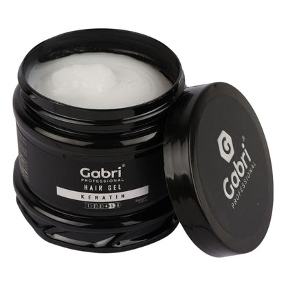 Gabri Hair Styling Gel, Firm Hold Styling Hair Gels, High Gloss, Anti-Frizz Effect, Edge Control, For All Hair Types (250 g (1 Pack), Keratin)
