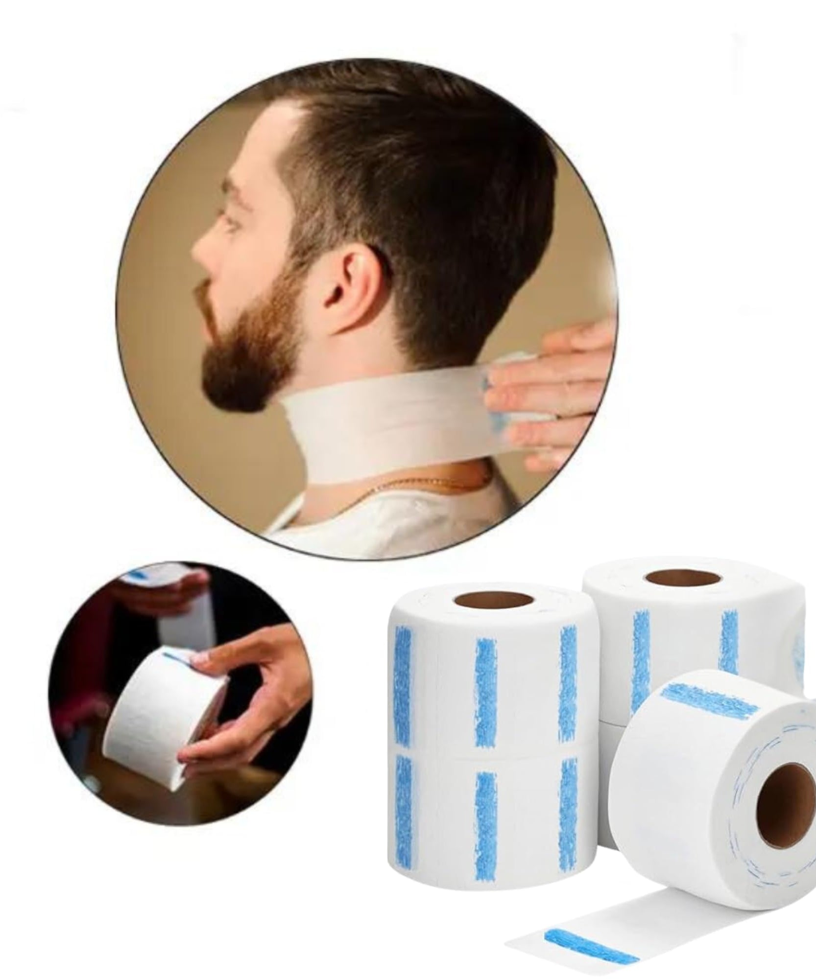 Gabri Professional Barber Neck Strips,5 x 100 Rolls Pack White & Black