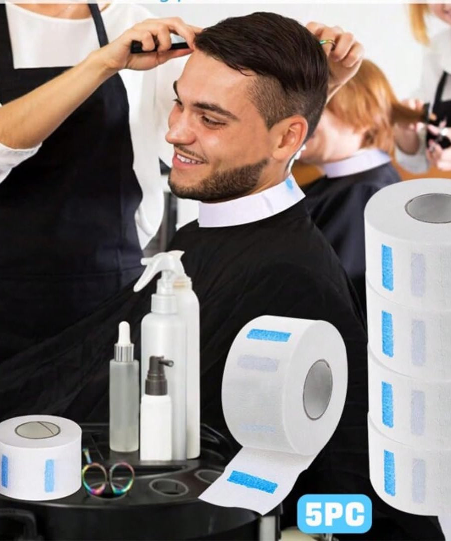 Gabri Professional Barber Neck Strips,5 x 100 Rolls Pack White & Black