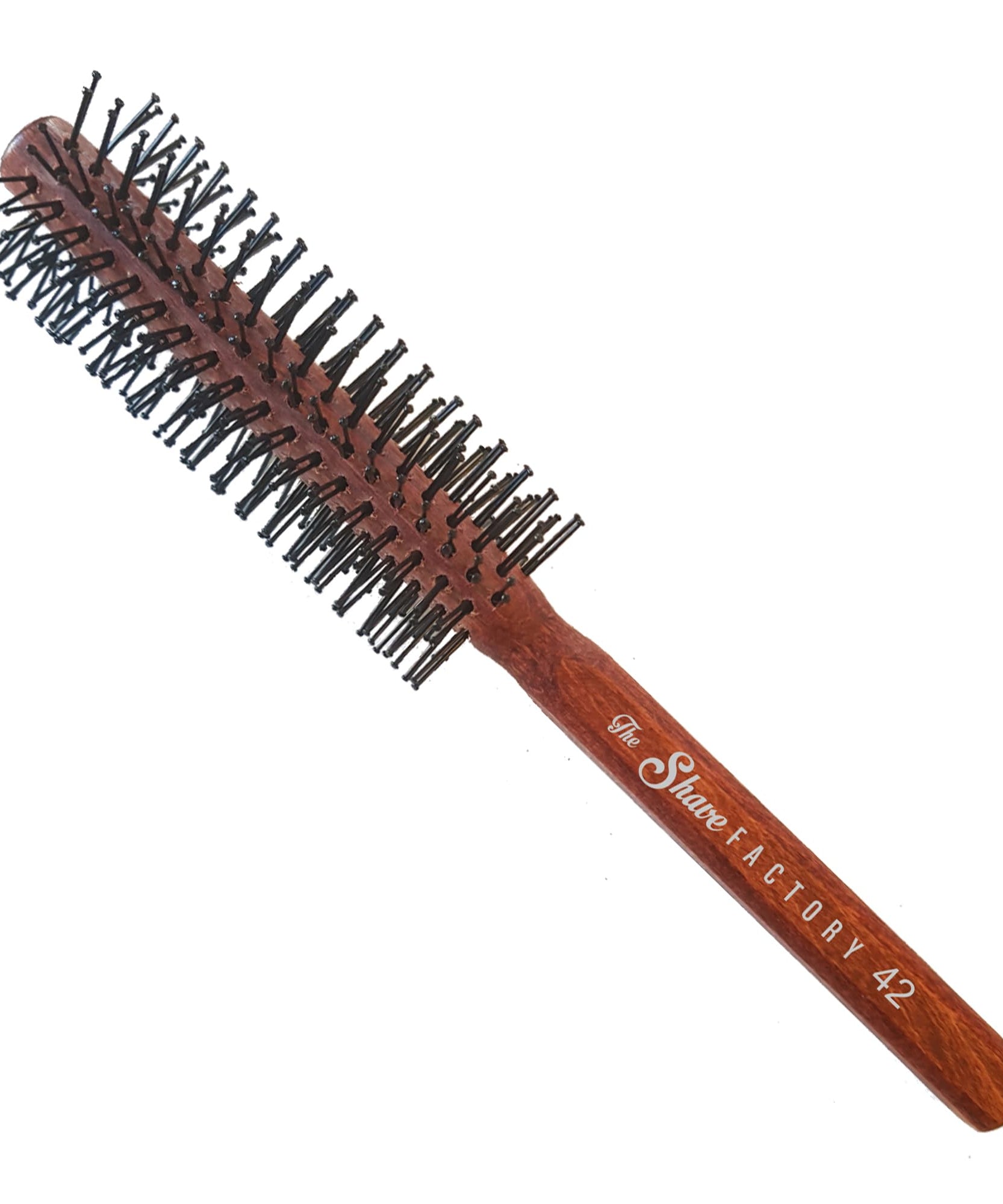 The Shave Factory Wooden Brush Series - Round static free round brush made of wood (Brown, Model-19)