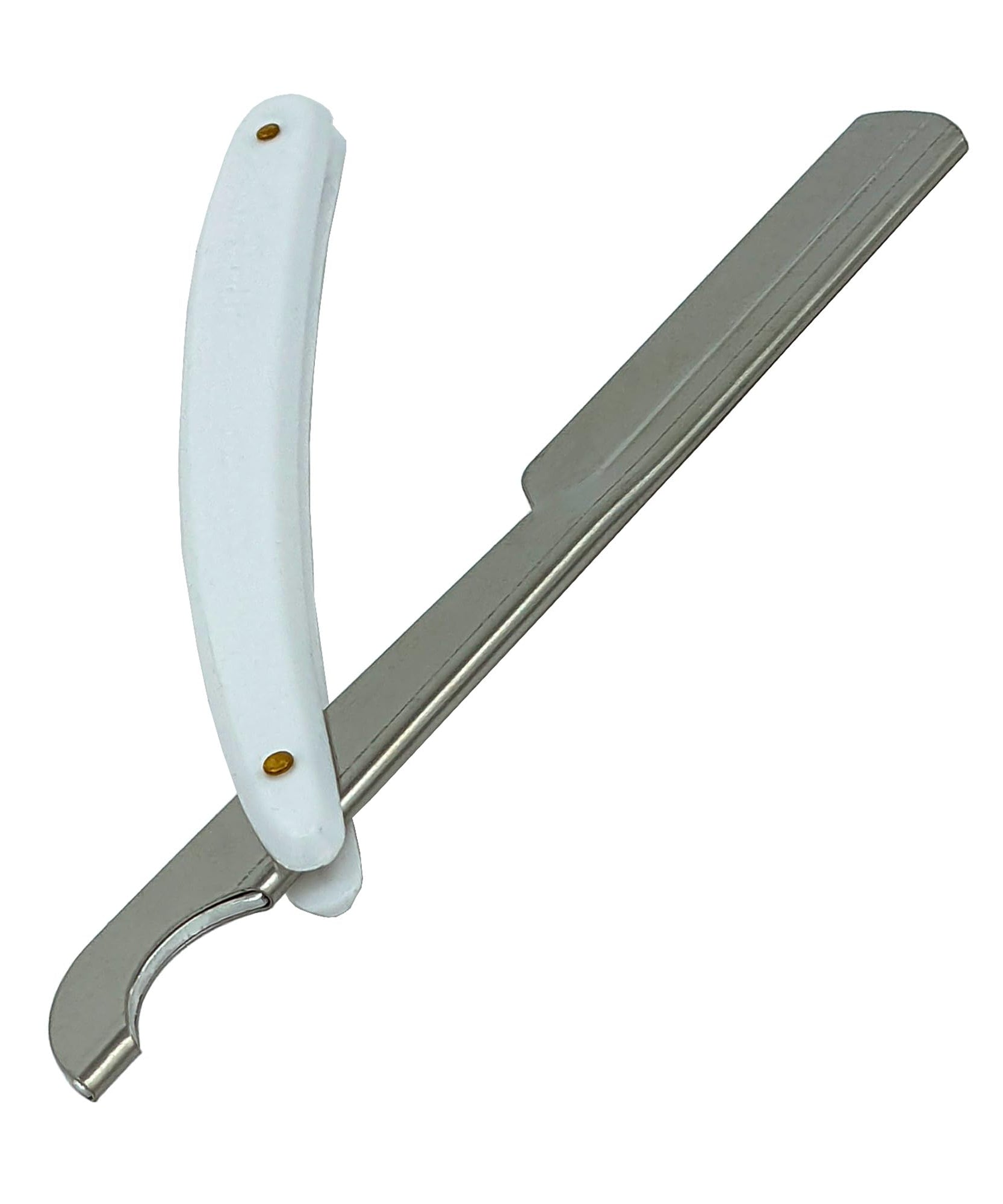 Ali Biyikli Turkish Barber Style Cut Throat Straight Razor, 22cm, Dark Blue - Traditional Folding Turkish Razors, Best Razors for Precision (White)