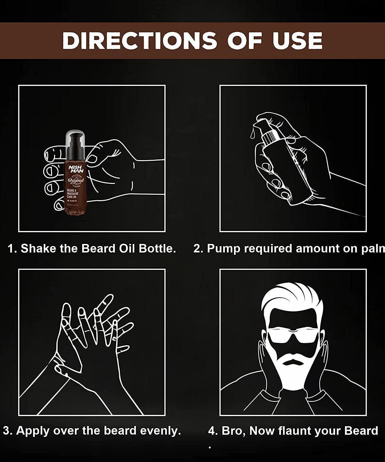 NISHMAN Beard & Moustache Care Oil 75ml -Nish Man- Natural Oil for Hydration, Care, and Style of Beard and Moustache - For a Soft, Healthy, and Shiny Beard