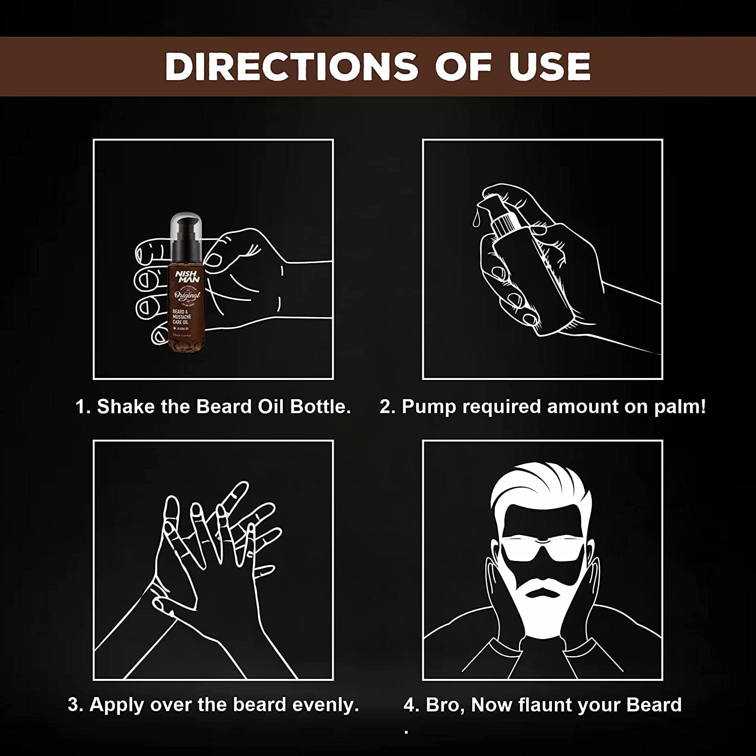 NISHMAN Beard & Moustache Care Oil 75ml -Nish Man- Natural Oil for Hydration, Care, and Style of Beard and Moustache - For a Soft, Healthy, and Shiny Beard