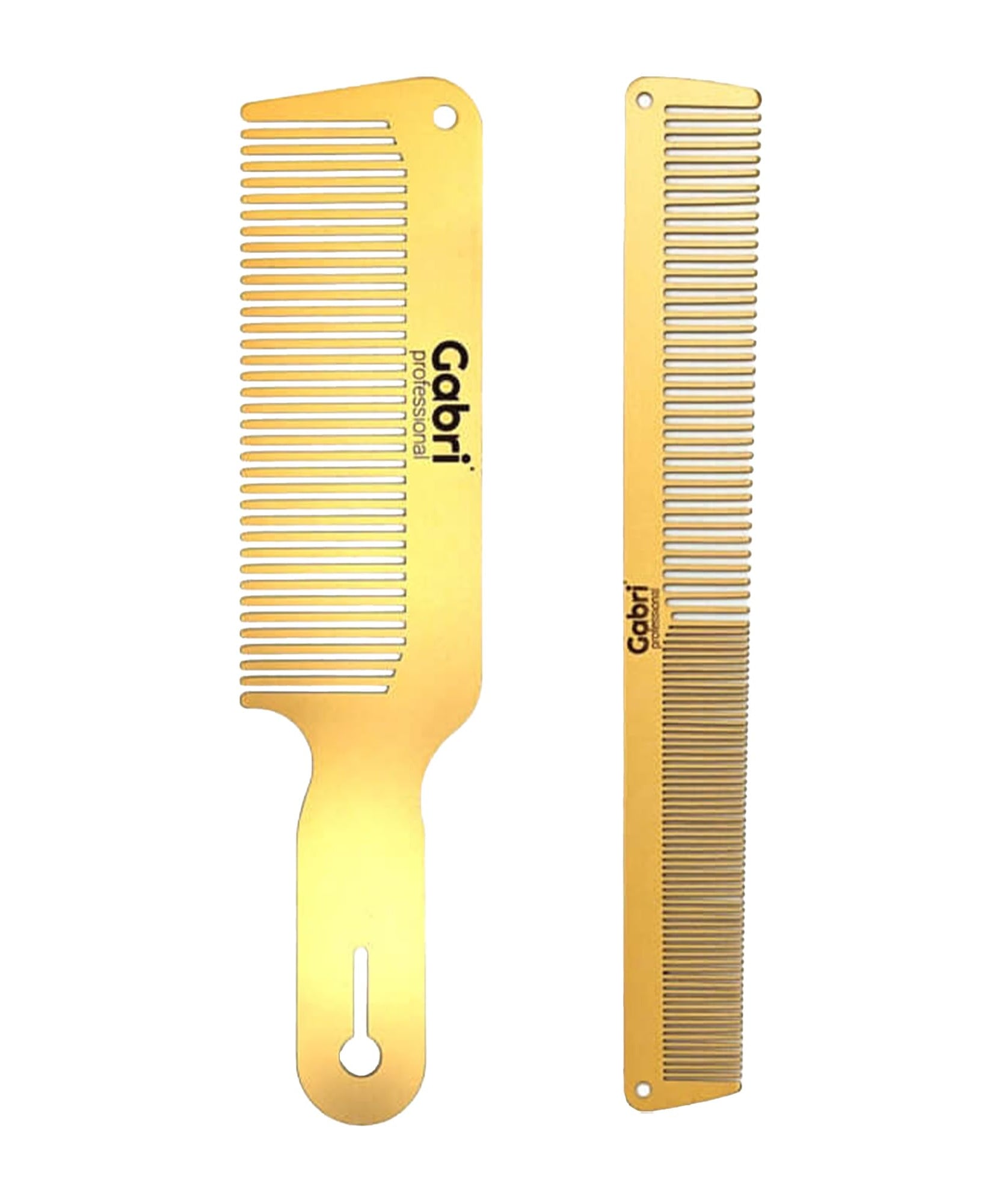 Gabri Flat Hair Comb Top Comb Barber Styling Hair Cutting Durable Detangler - Professional Hairdressing Tools, Anti Static Heat Resistant, Strong & Durable (Gold Metal 21 cm, Metal)