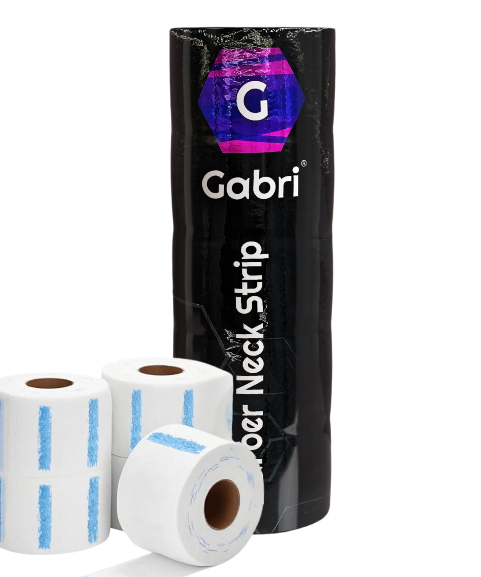 Gabri Professional Barber Neck Strips,5 x 100 Rolls Pack White & Black