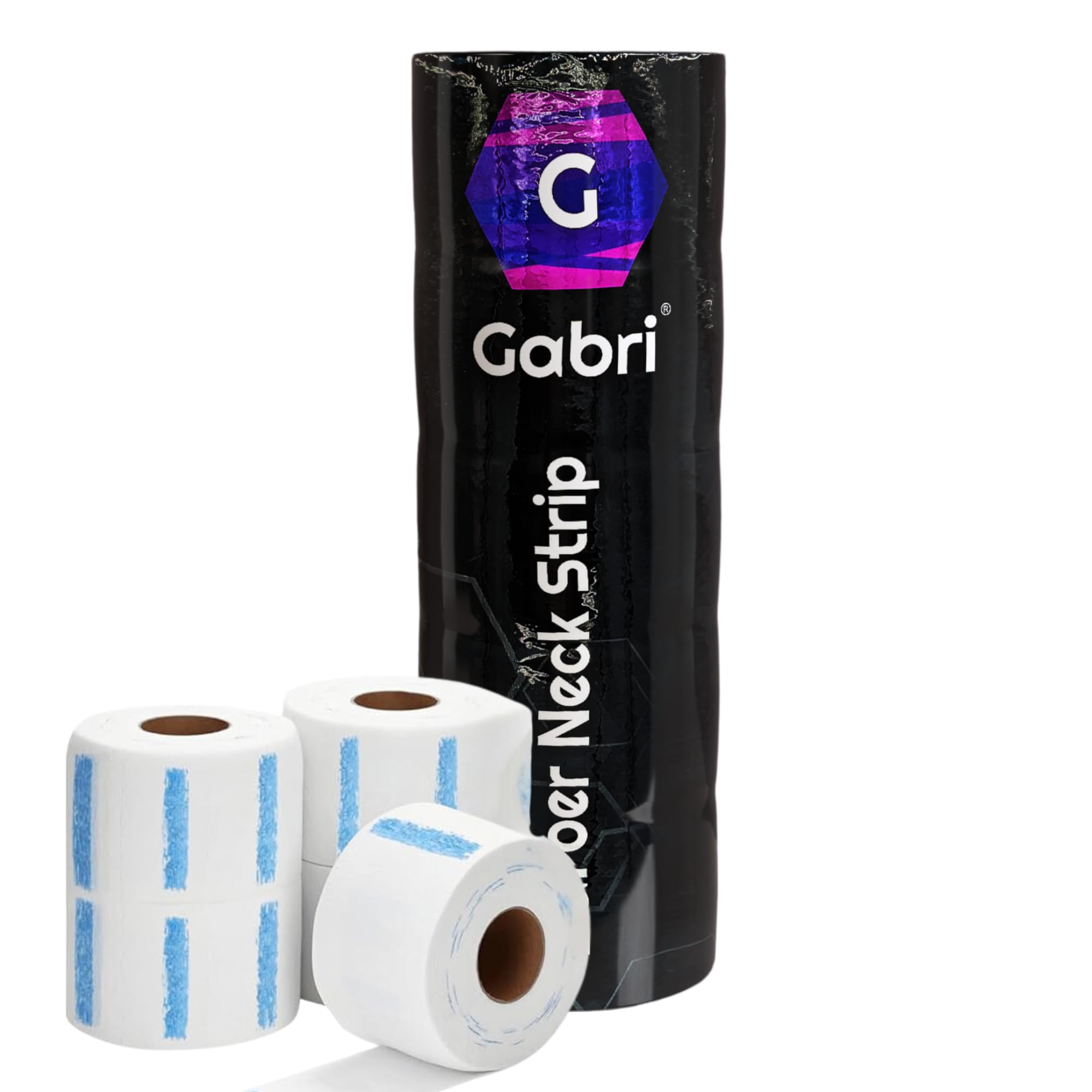 Gabri Professional Barber Neck Strips,5 x 100 Rolls Pack White & Black