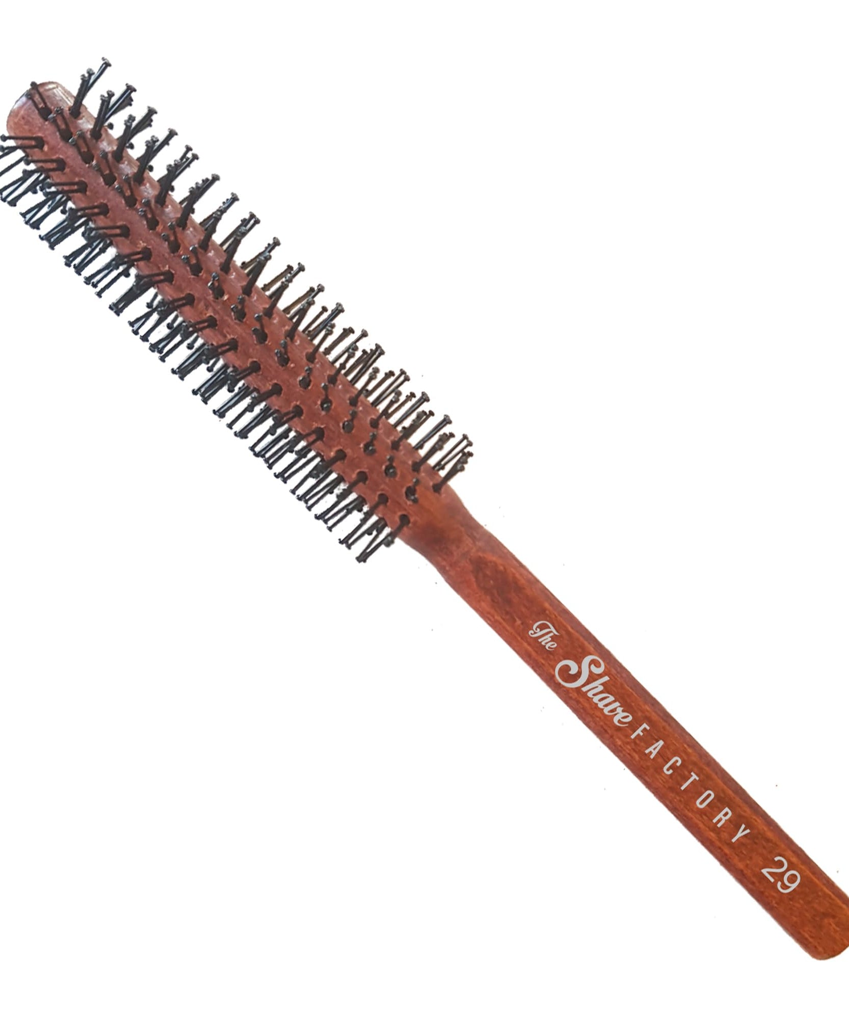 The Shave Factory Wooden Brush Series - Round static free round brush made of wood (Brown, Model-19)