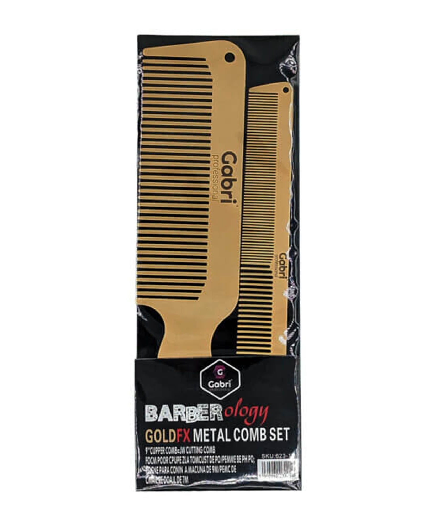 Gabri Flat Hair Comb Top Comb Barber Styling Hair Cutting Durable Detangler - Professional Hairdressing Tools, Anti Static Heat Resistant, Strong & Durable (Gold Metal 21 cm, Metal)
