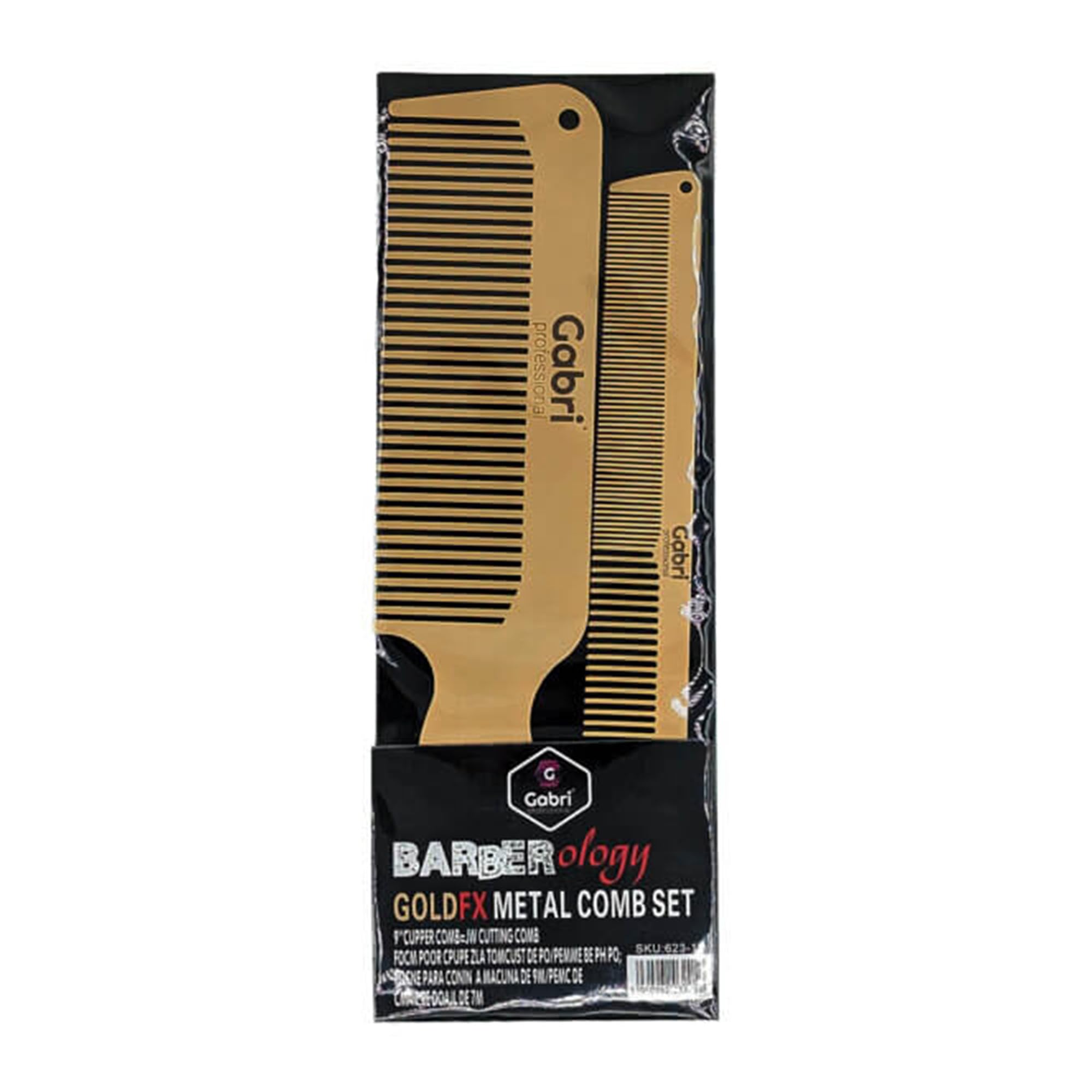 Gabri Flat Hair Comb Top Comb Barber Styling Hair Cutting Durable Detangler - Professional Hairdressing Tools, Anti Static Heat Resistant, Strong & Durable (Gold Metal 21 cm, Metal)
