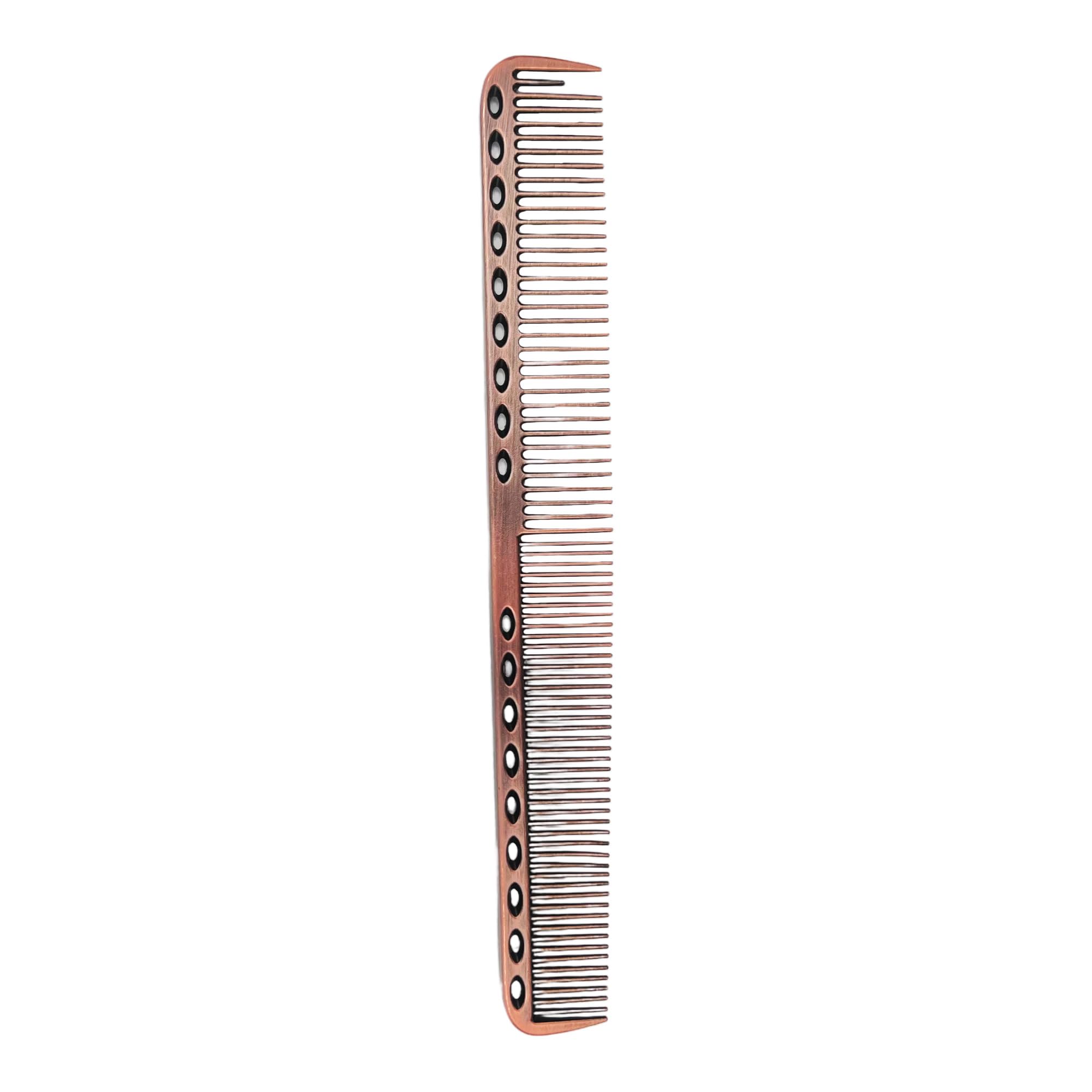 Gabri Flat Hair Comb Top Comb Barber Styling Hair Cutting Durable Detangler - Professional Hairdressing Tools, Anti Static Heat Resistant, Strong & Durable (Gold Metal 21 cm, Metal)