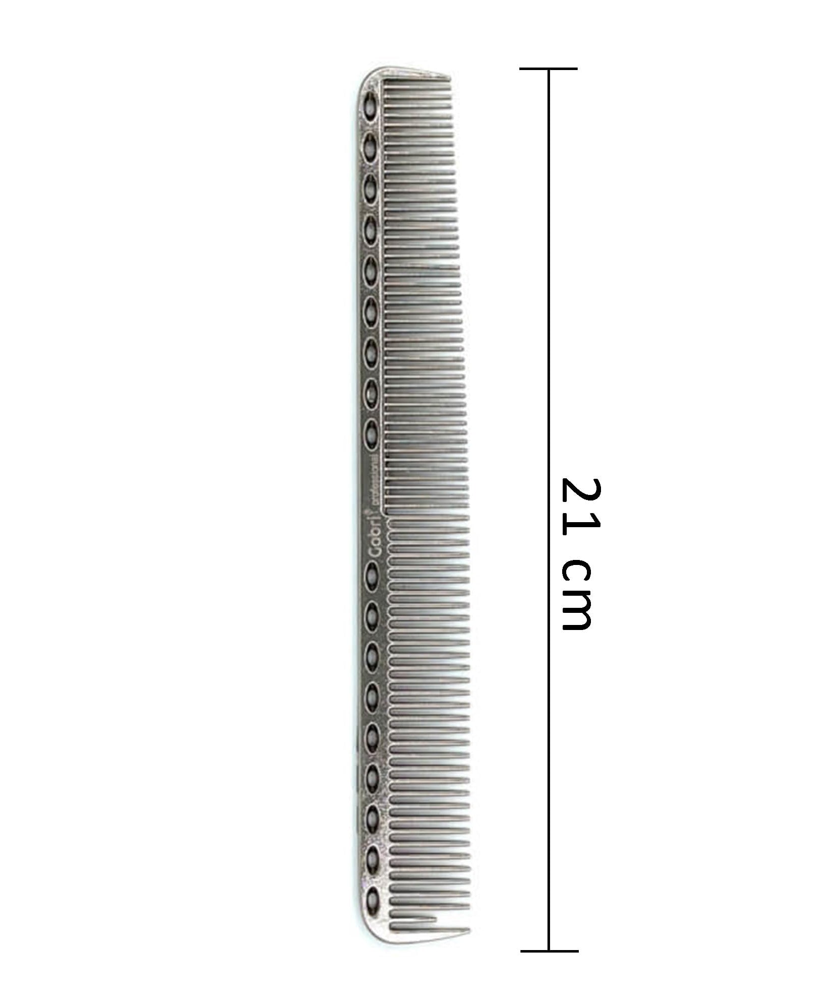 Gabri Flat Hair Comb Top Comb Barber Styling Hair Cutting Durable Detangler - Professional Hairdressing Tools, Anti Static Heat Resistant, Strong & Durable (Gold Metal 21 cm, Metal)