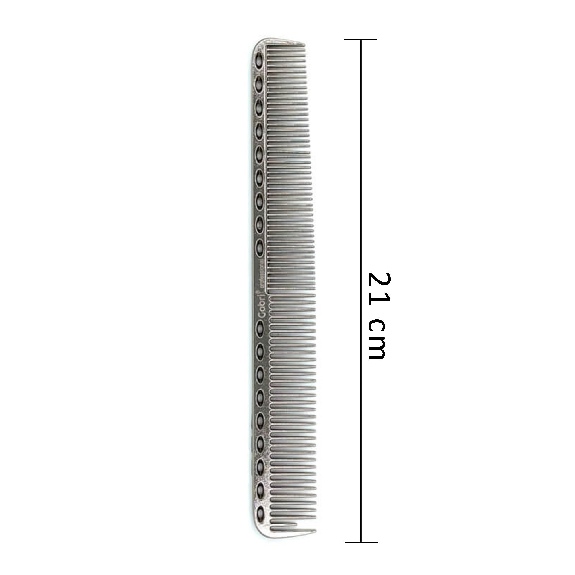 Gabri Flat Hair Comb Top Comb Barber Styling Hair Cutting Durable Detangler - Professional Hairdressing Tools, Anti Static Heat Resistant, Strong & Durable (Gold Metal 21 cm, Metal)