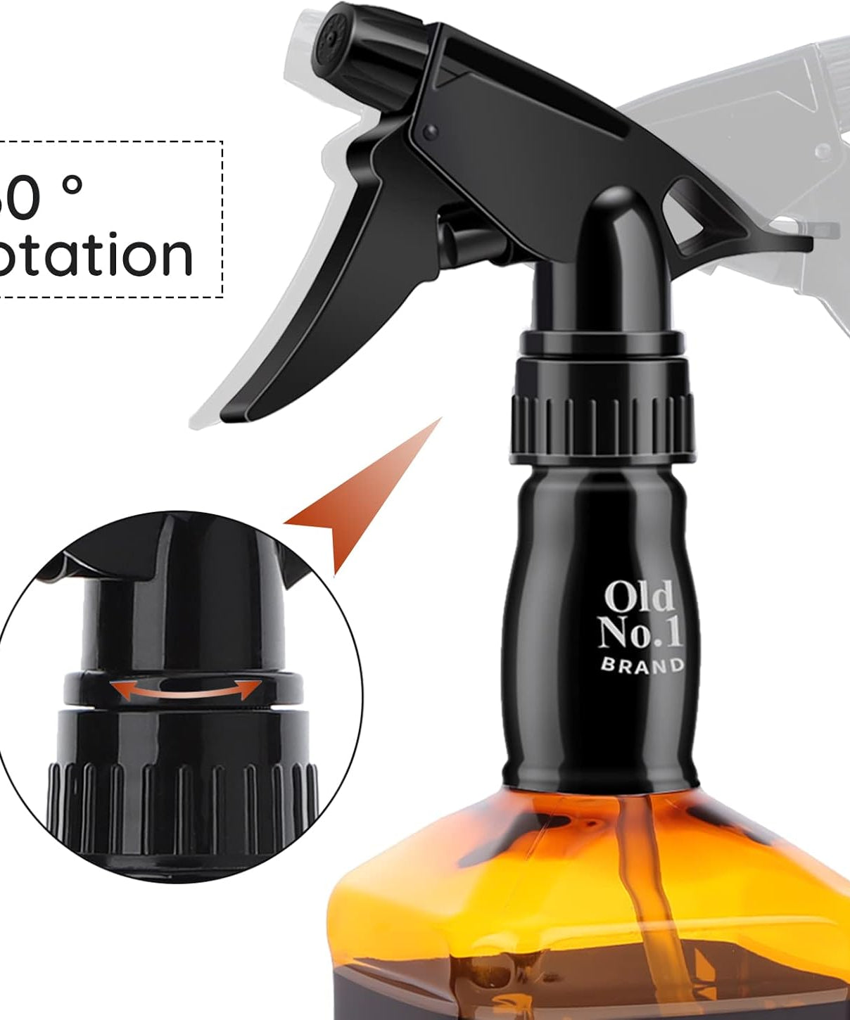 600ml/20.3oz Barber Spray Bottle, Mist to Stream Adjustable Setting, Plastic Whisky Squirt Bottle Empty Refillable Amber Sprayer for Hair Styling, Hairdresser, Stylist, Salon, Hair Styling, Plant