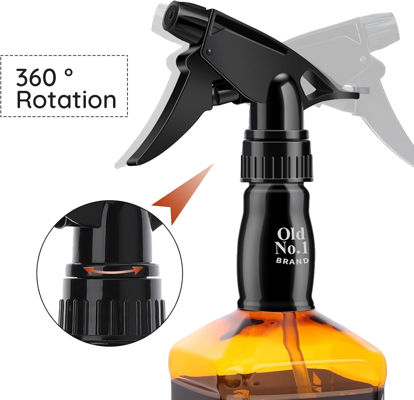 Amber Barber Spray Bottle 600ml Mist to Stream Adjustable Whisky Style