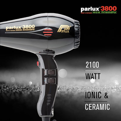 Parlux 3800 Ecofriendly Hair Dryer Ionic Ceramic Black - Parlux - Professional Barber Supplies UK | BarberWorld