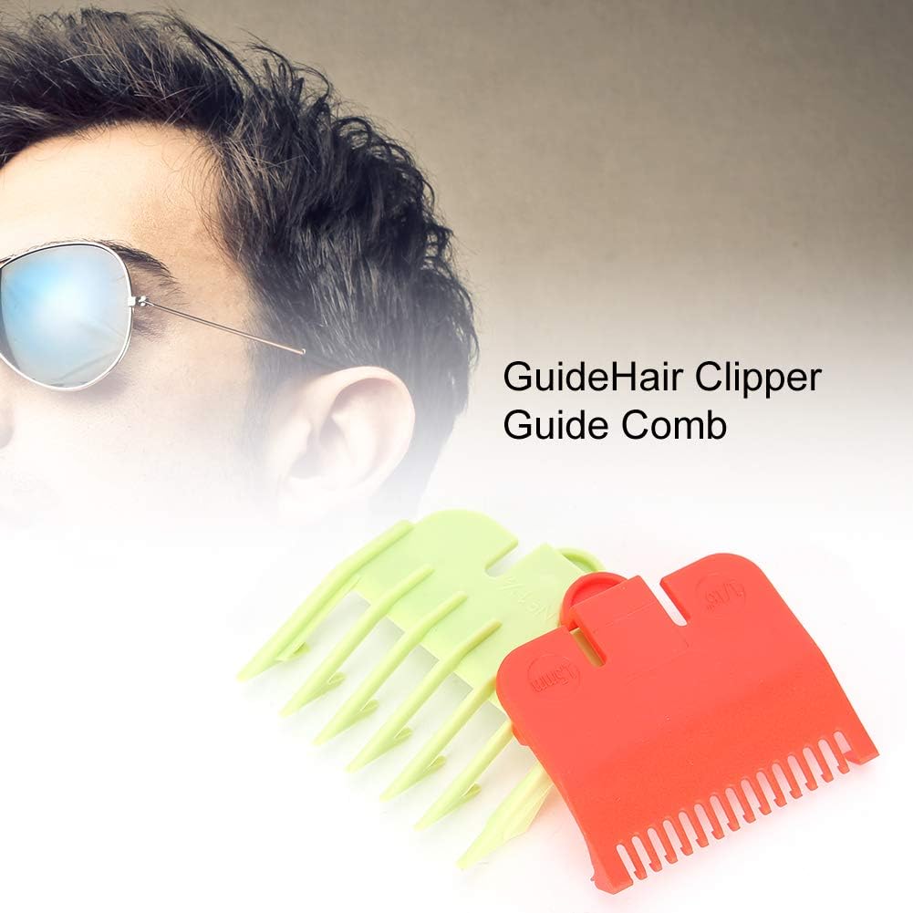 2PCS Guide Comb, Professional Hair Clipper Guide Comb, Hair Cutting Clipper Attachment Comb (Red + Green)