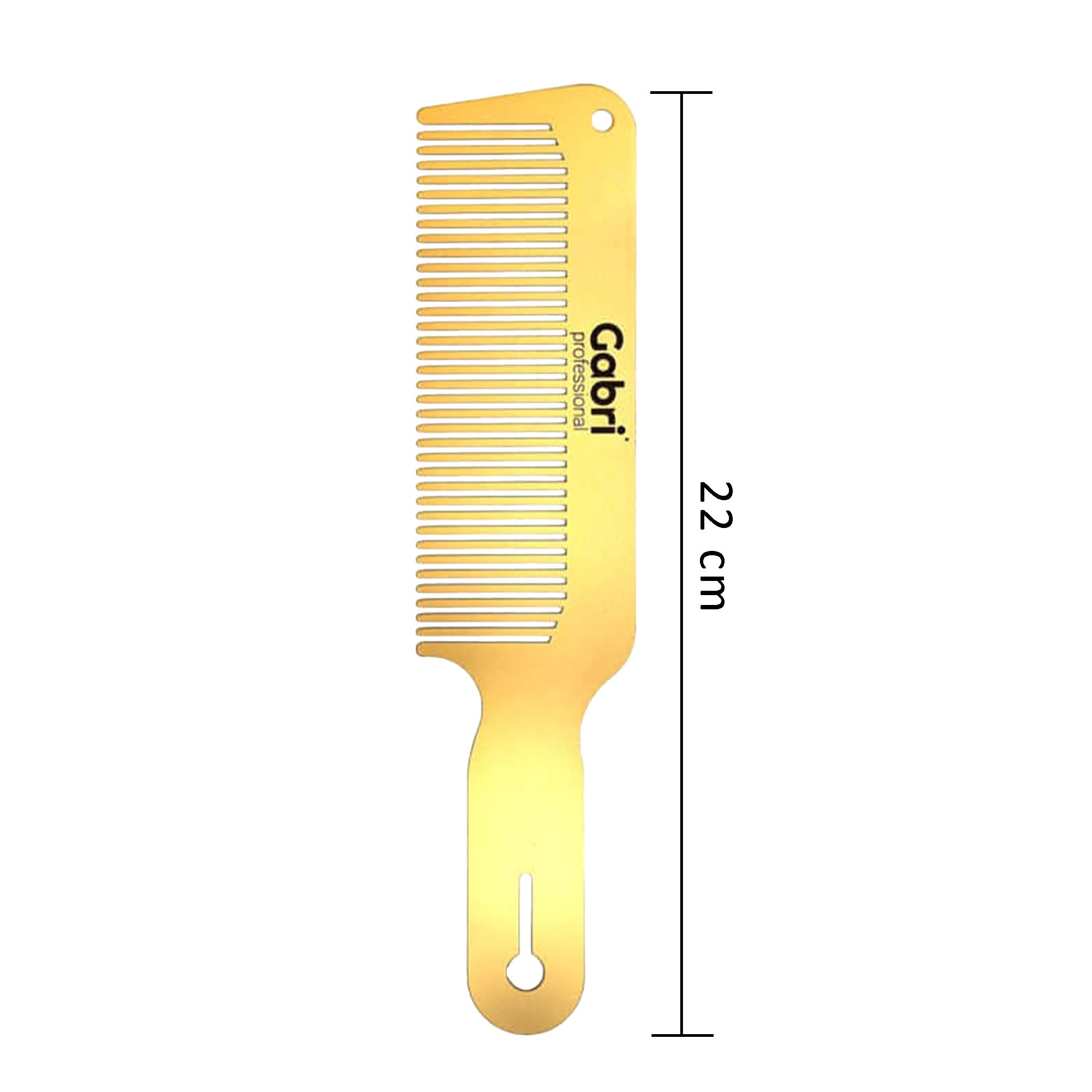 Gabri Flat Hair Comb Top Comb Barber Styling Hair Cutting Durable Detangler - Professional Hairdressing Tools, Anti Static Heat Resistant, Strong & Durable (Gold Metal 21 cm, Metal)