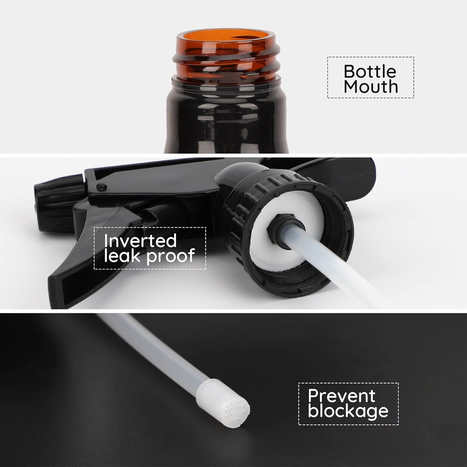 600ml/20.3oz Barber Spray Bottle, Mist to Stream Adjustable Setting, Plastic Whisky Squirt Bottle Empty Refillable Amber Sprayer for Hair Styling, Hairdresser, Stylist, Salon, Hair Styling, Plant