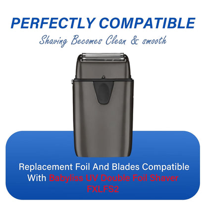 Replacement Head Compatible With Babyliss Pro Uv Double Foil Shaver – Precision Double Foil & Blade For Babyliss Uv Foil Fxlfs2 Shaver, Hypoallergenic Titanium Foil For A Close, Irritation-Free Shave