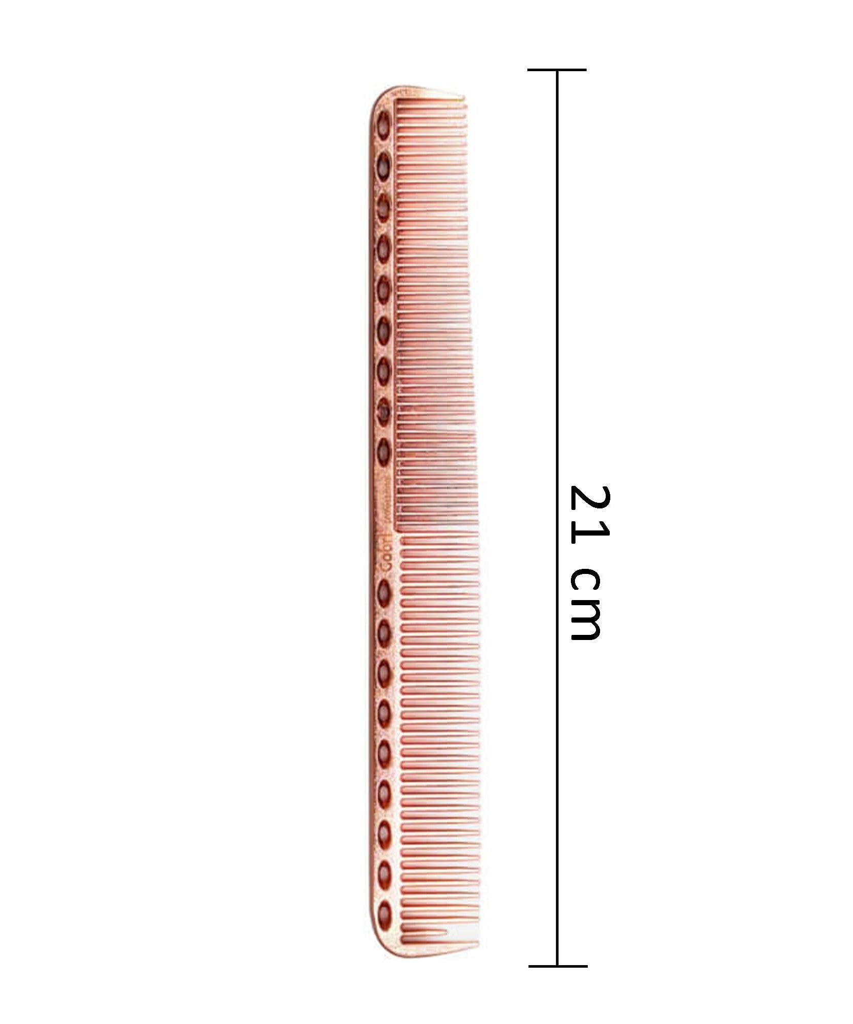 Gabri Flat Hair Comb Top Comb Barber Styling Hair Cutting Durable Detangler - Professional Hairdressing Tools, Anti Static Heat Resistant, Strong & Durable (Gold Metal 21 cm, Metal)