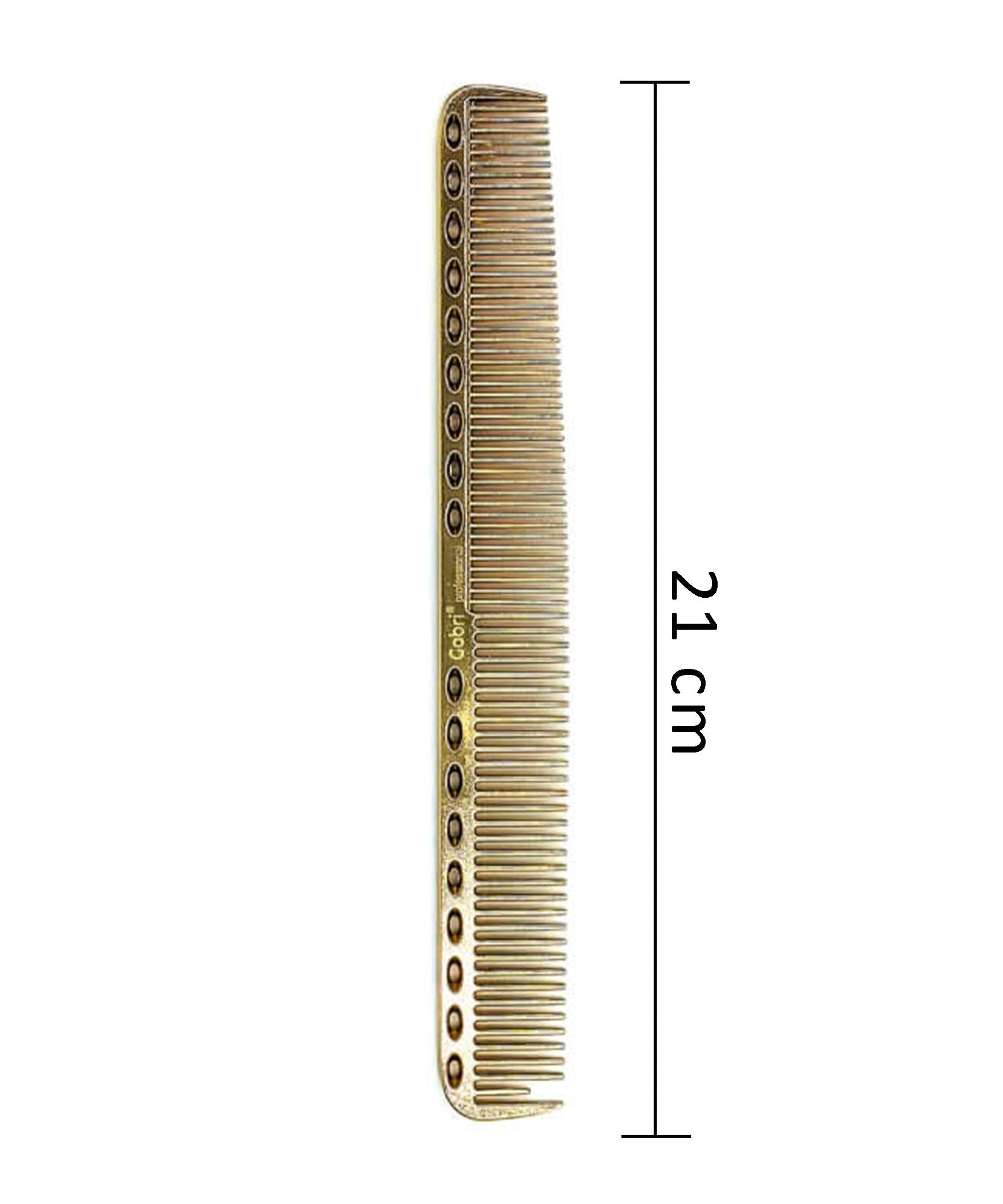 Gabri Flat Hair Comb Top Comb Barber Styling Hair Cutting Durable Detangler - Professional Hairdressing Tools, Anti Static Heat Resistant, Strong & Durable (Gold Metal 21 cm, Metal)