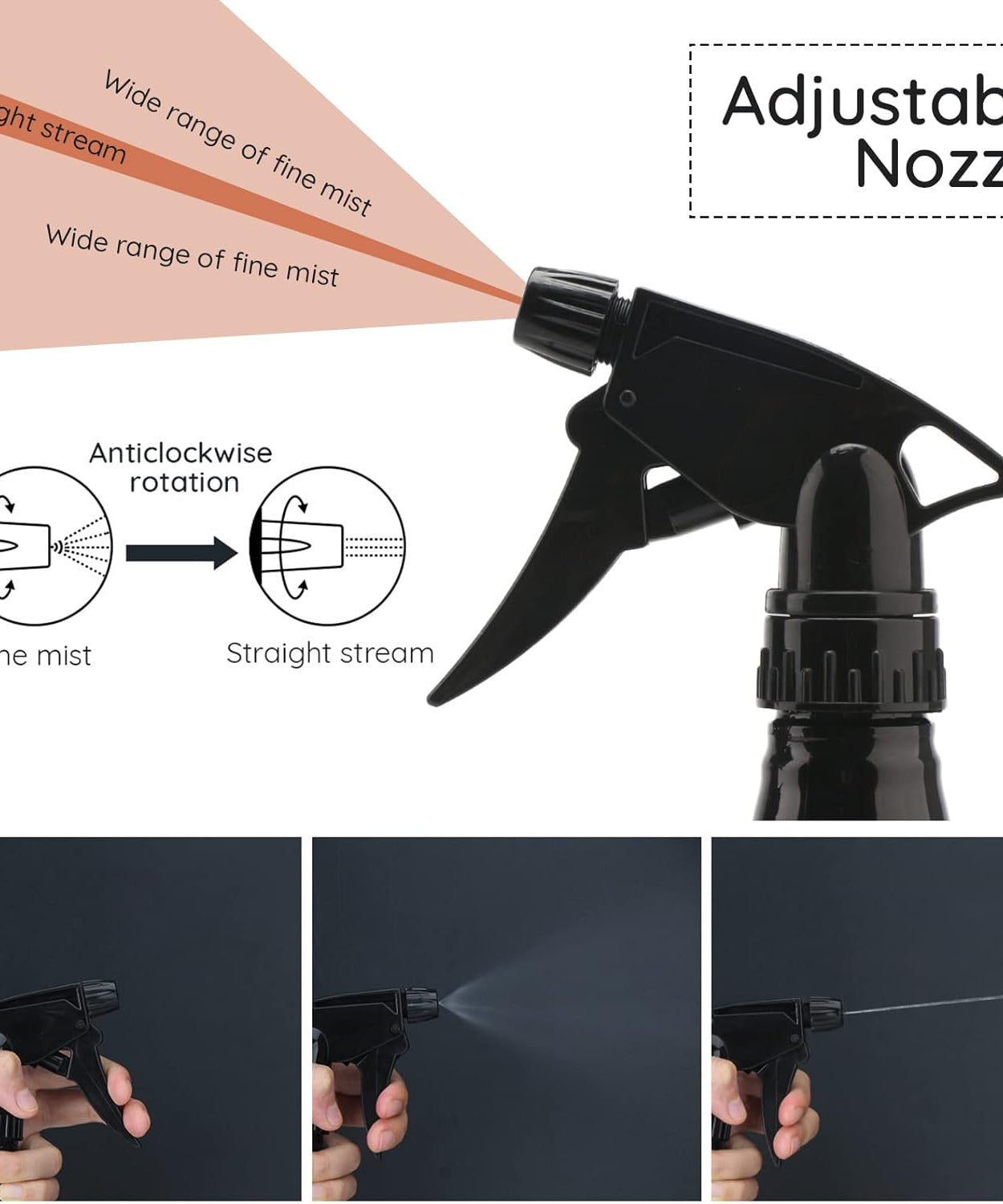 600ml/20.3oz Barber Spray Bottle, Mist to Stream Adjustable Setting, Plastic Whisky Squirt Bottle Empty Refillable Amber Sprayer for Hair Styling, Hairdresser, Stylist, Salon, Hair Styling, Plant