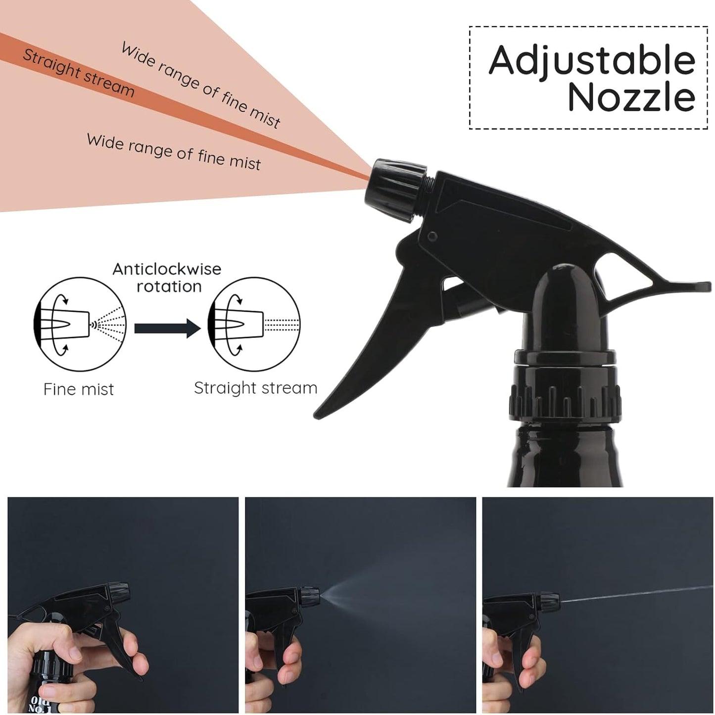 Amber Barber Spray Bottle 600ml Mist to Stream Adjustable Whisky Style