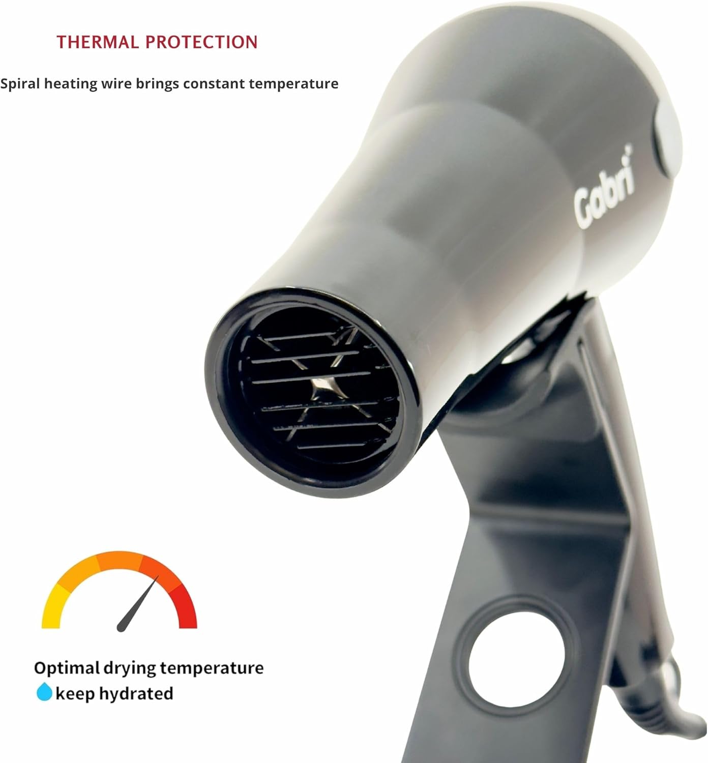 Gabri Ionic Hair Dryer E5000 2400W Lightweight Black