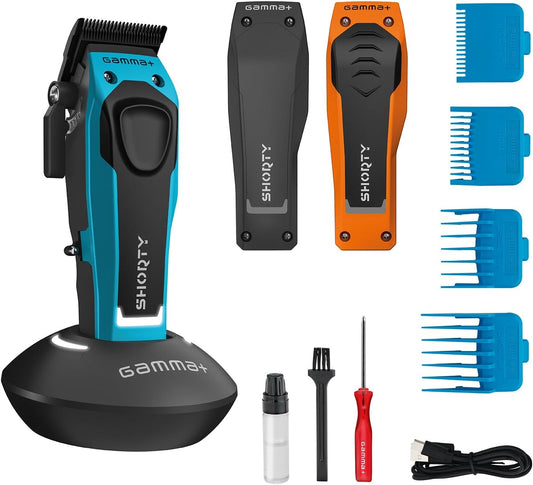 Gamma+ Shorty Professional Clipper | Men’s Hair Clipper with Adjustable Blade and EON Brushless Motor | 120 Minutes of Cordless Runtime | Compact Size | 3 Covers | 4 Guards | USB Type-C Cable