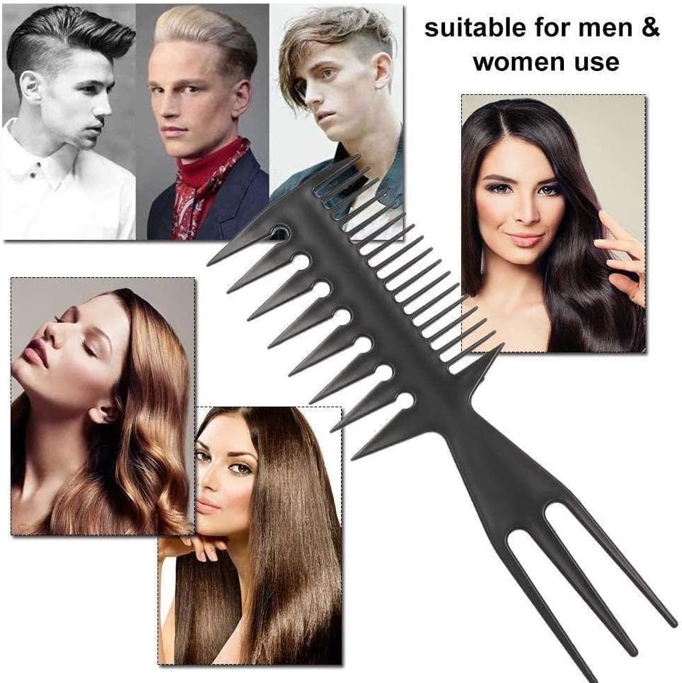 Men's Styling Comb Wet Pick Barber Brush for Curly Hair