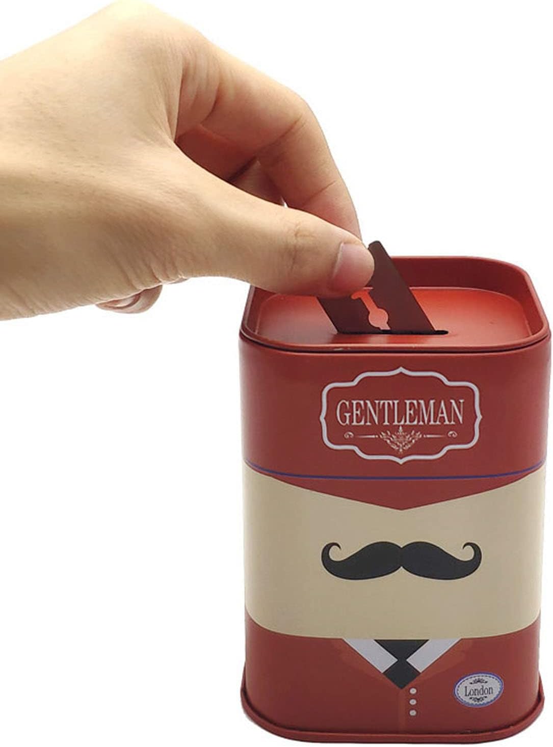 Razor Blade Bank, Gentleman Style Shaver Disposal Case with Red Beard Pattern, Safe Razor Blade Disposal Case Detachable Salon Razor Slice Recycling Container Box for Barber Shop and Salon