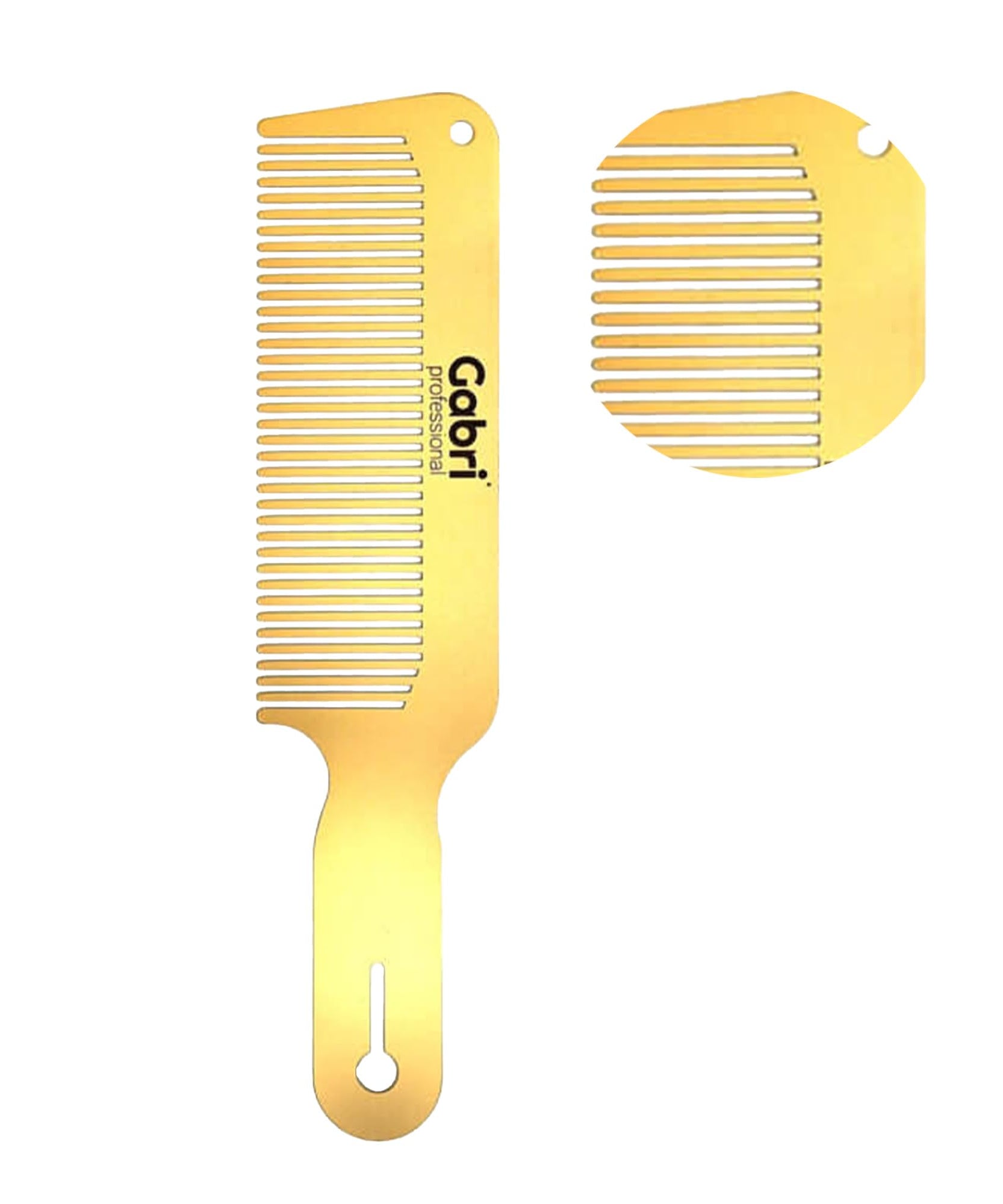 Gabri Flat Hair Comb Top Comb Barber Styling Hair Cutting Durable Detangler - Professional Hairdressing Tools, Anti Static Heat Resistant, Strong & Durable (Gold Metal 21 cm, Metal)